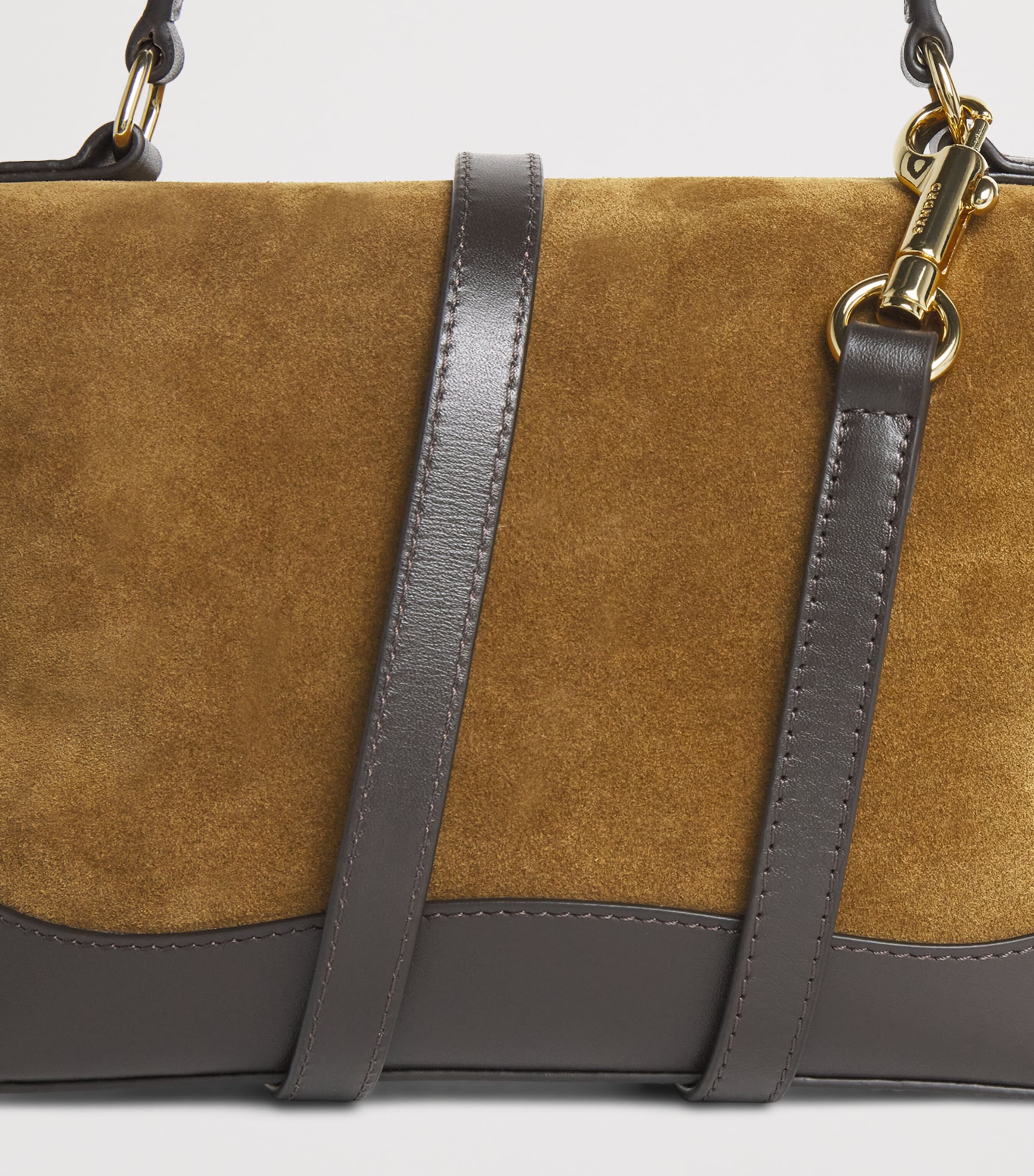 Sandro Paris Suede Tangolino Vanity Bag Camel Image 6
