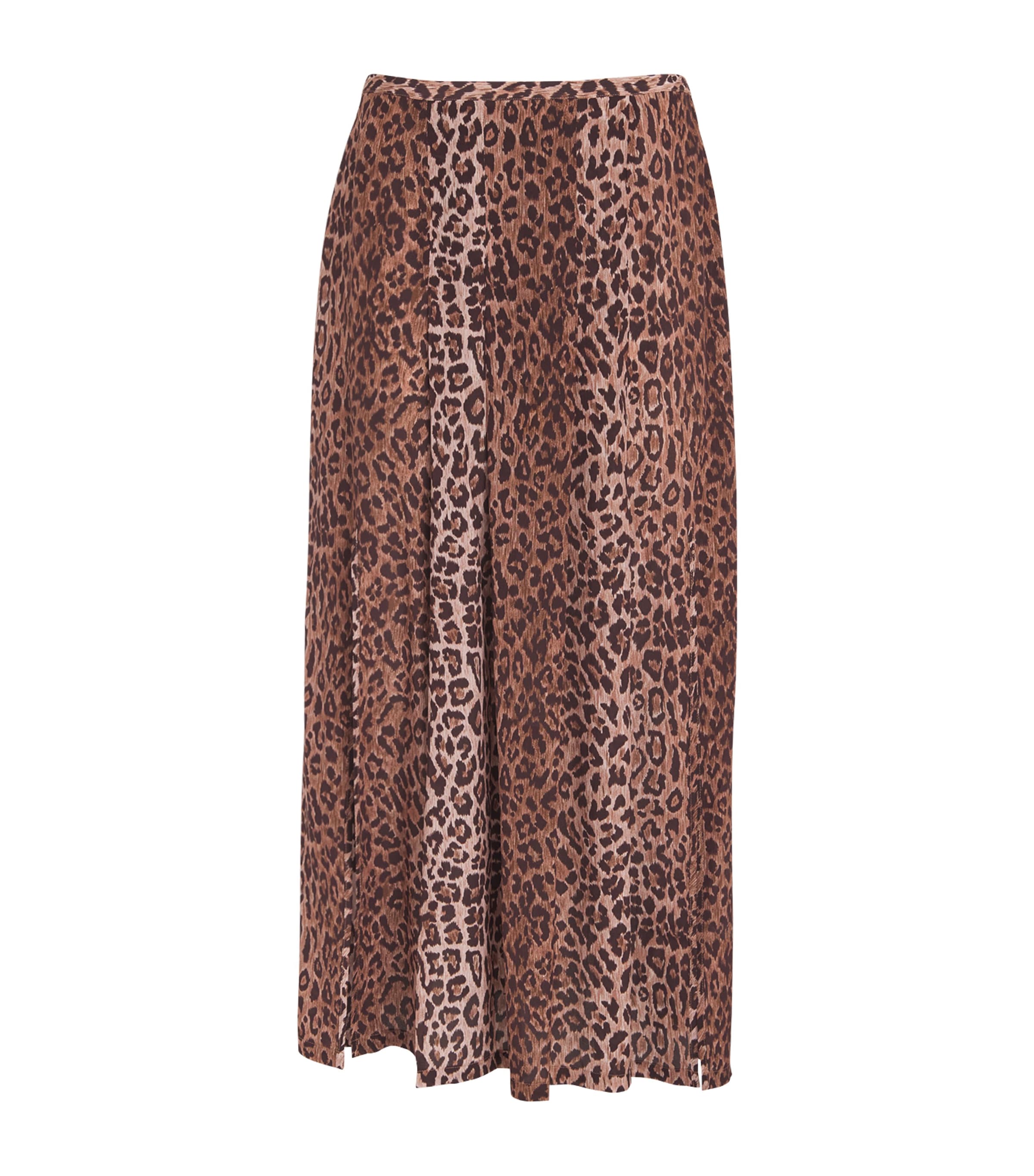 Rixo London Silk Georgia Midi Skirt In Brown
