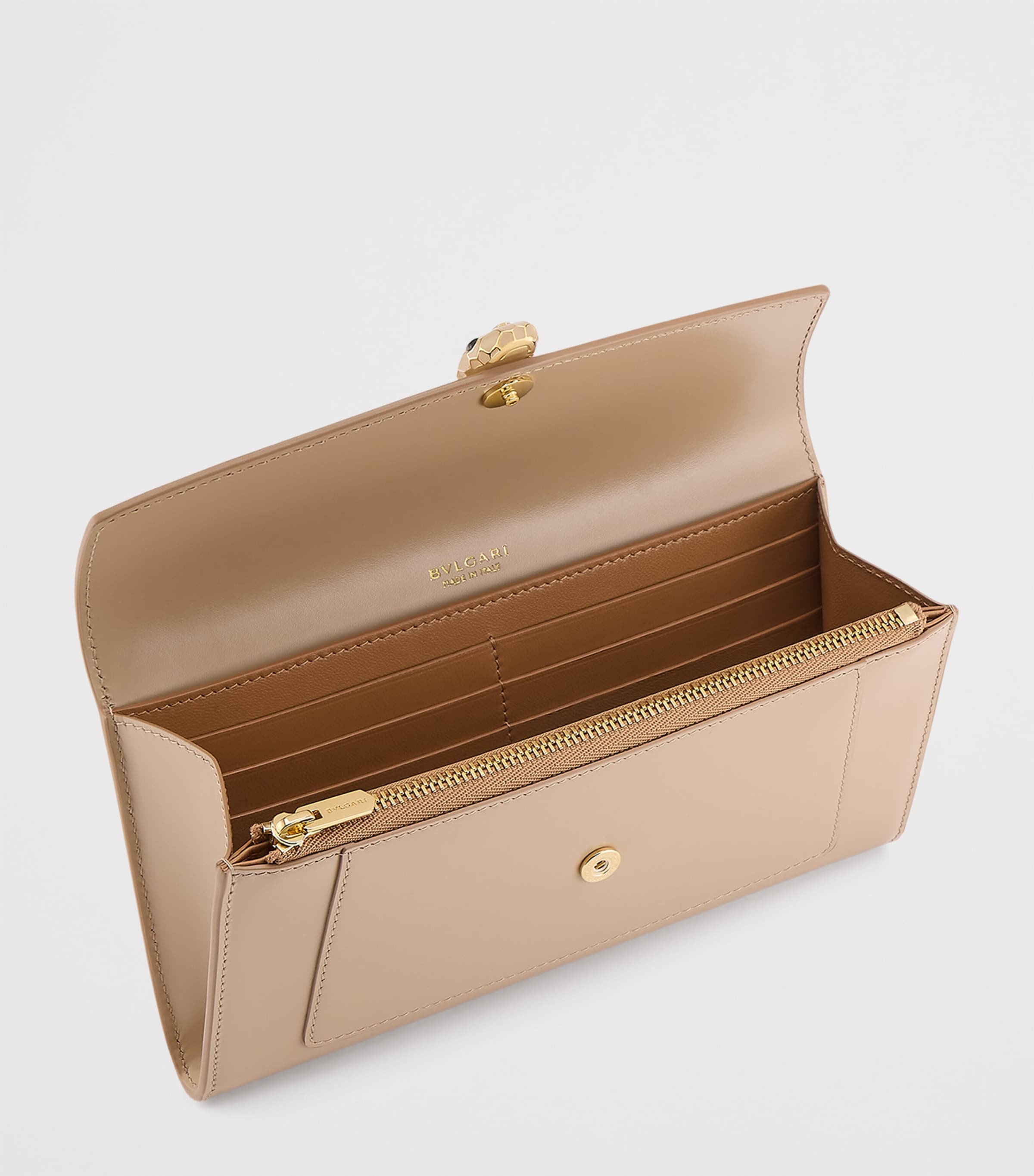Bvlgari Beige Leather Serpenti Forever Long Wallet | Harrods US