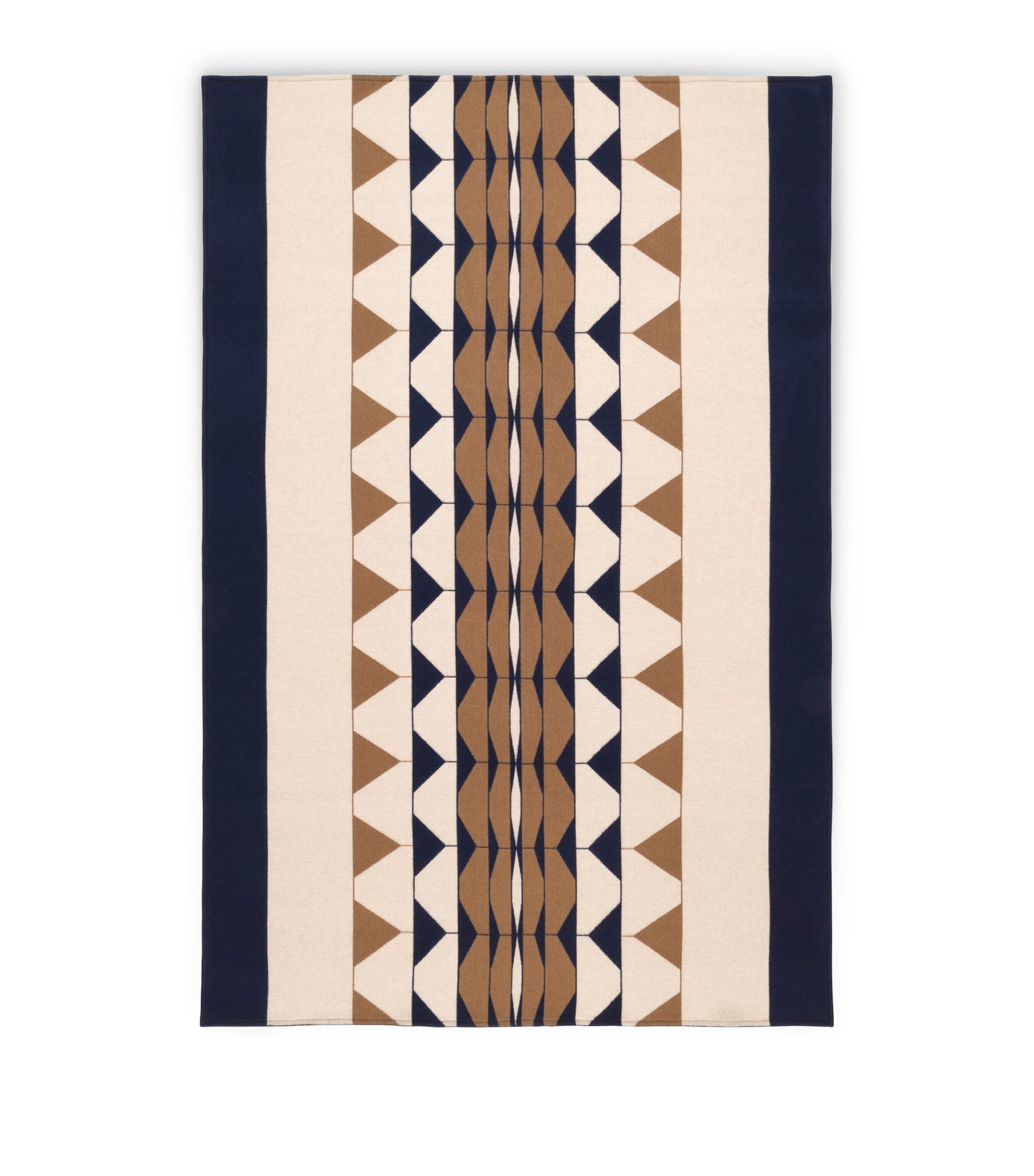 Wool-Cashmere Deco 001 Throw (135cm x 220cm) 2L25 - CREAM/BLUE Image 1