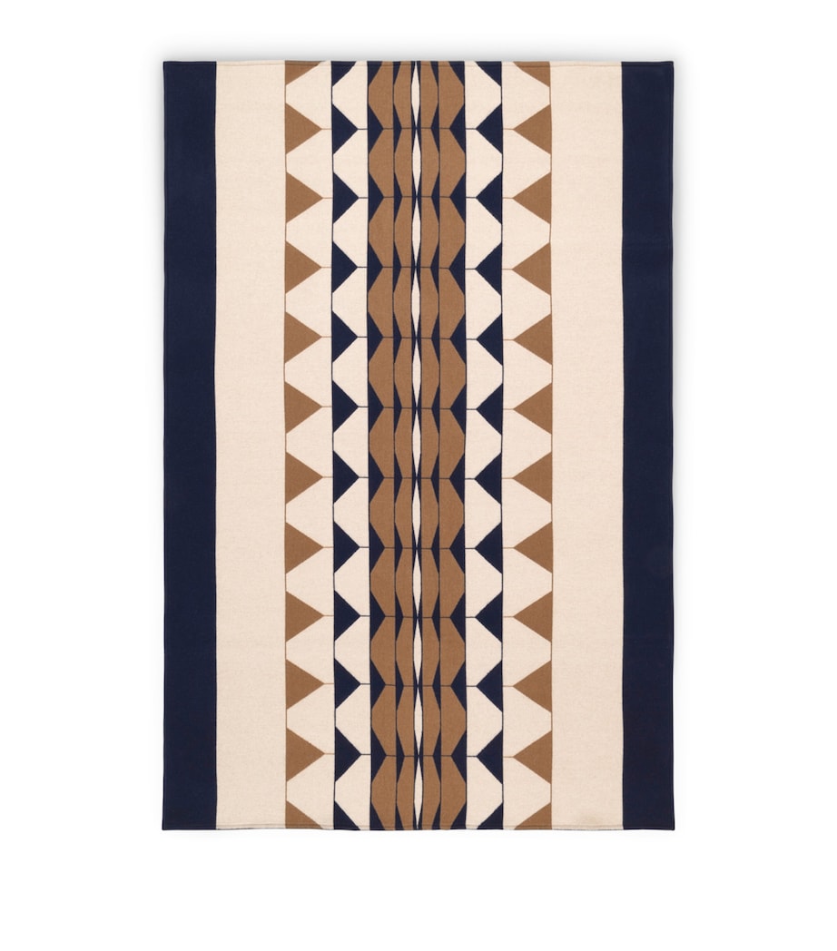 Wool-Cashmere Deco 001 Throw (135cm x 220cm) 2L25 - CREAM/BLUE Image 1