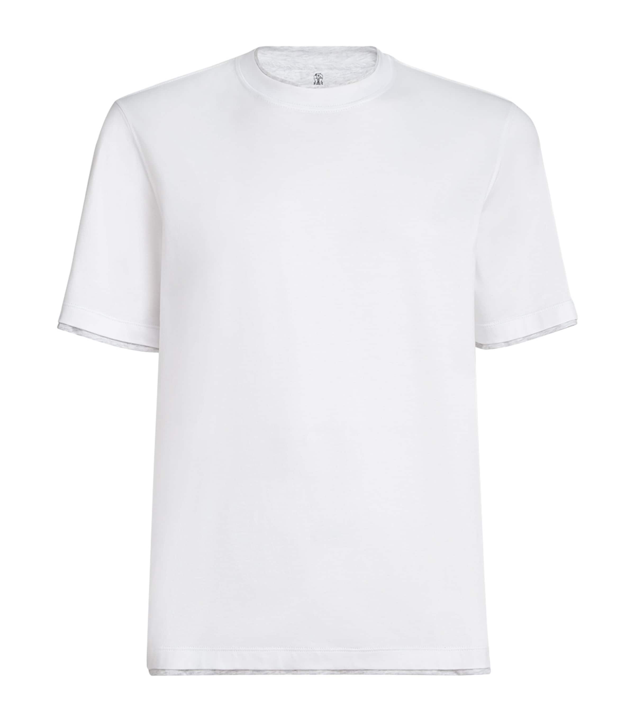 Brunello Cucinelli White Cotton Jersey Faux-Layered T-Shirt Brunello Cucinelli White Cotton Jersey Faux-Layered T-Shirt