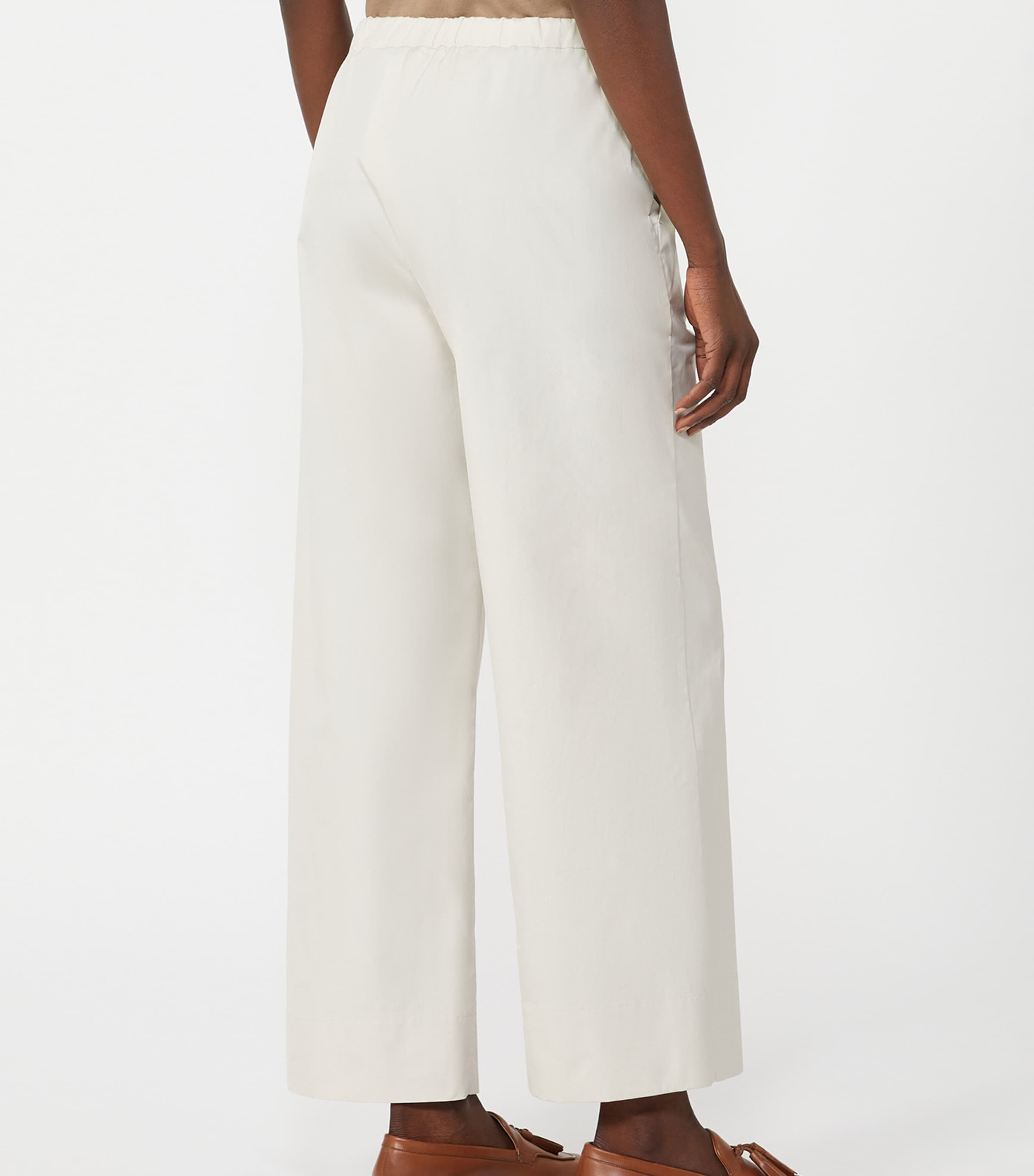 Max Mara Womens Cotton Argento Wide-Leg Trousers Ice Image 3