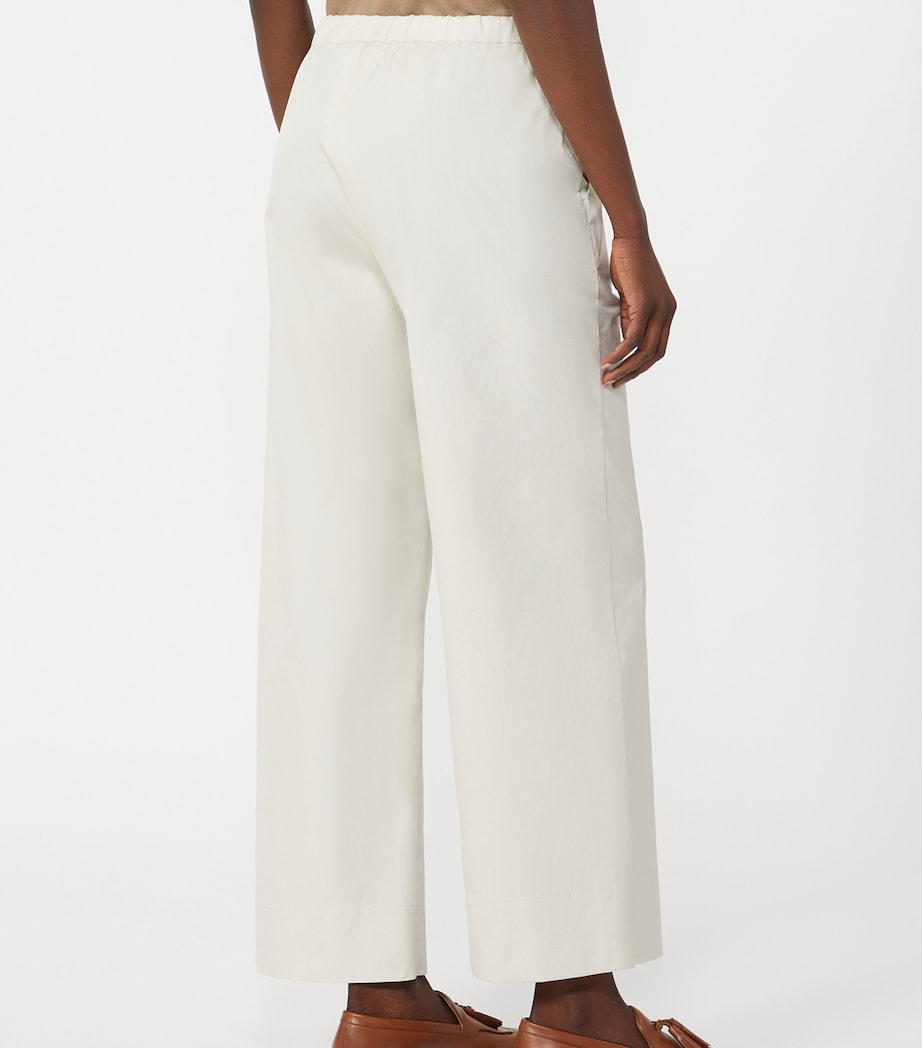 Max Mara Womens Cotton Argento Wide-Leg Trousers Ice Image 3