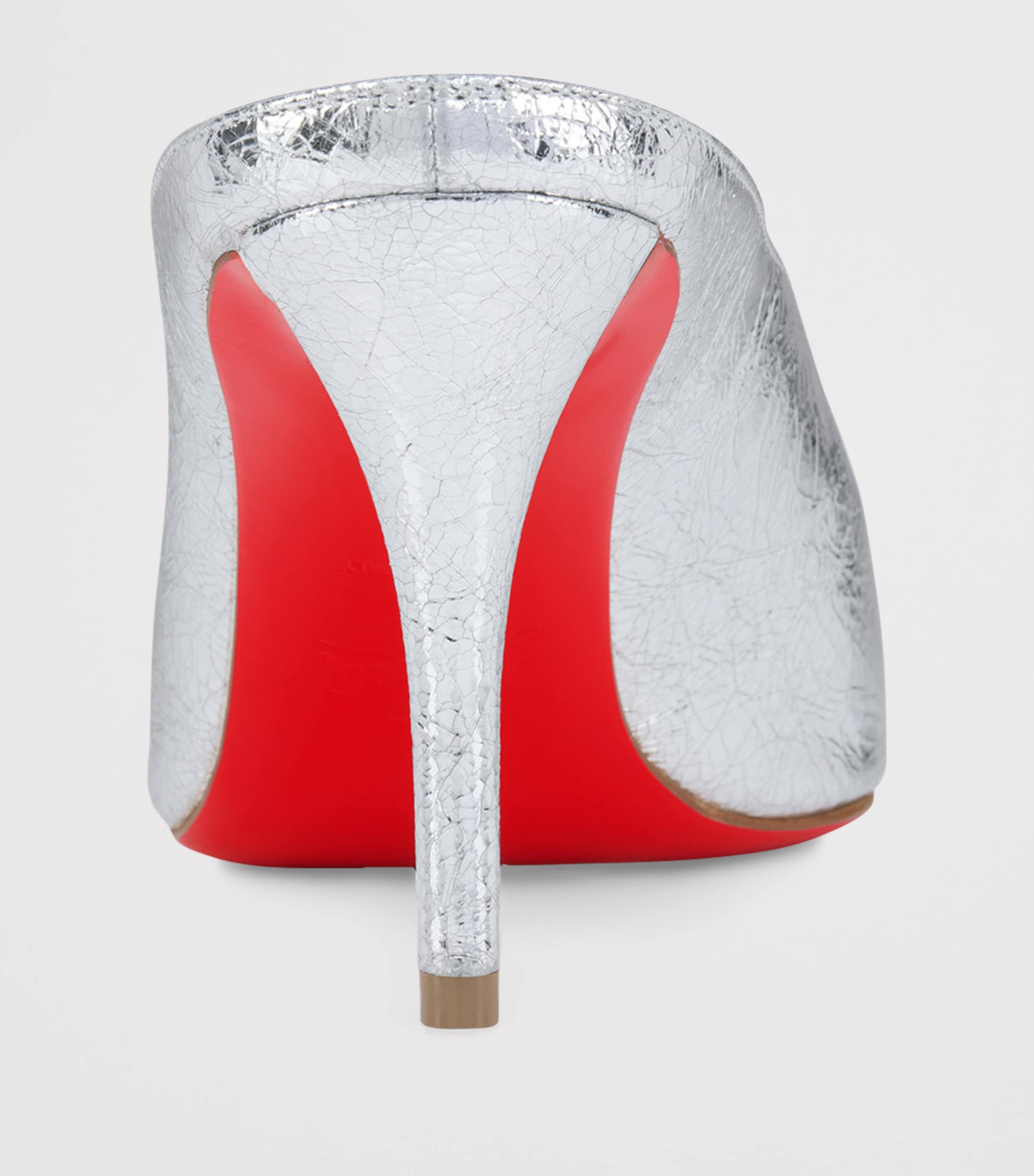 Christian Louboutin Silver Miss Z Slimimule Leather Heeled Mules