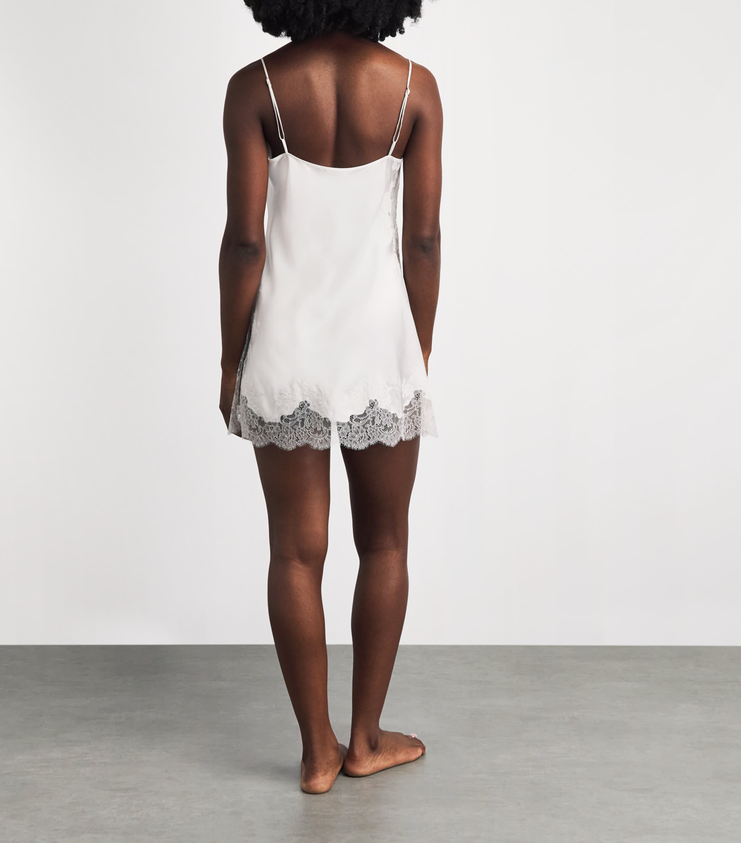 Carine Gilson Womens Silk Lace Short Nightdress Nat/nat Image 4