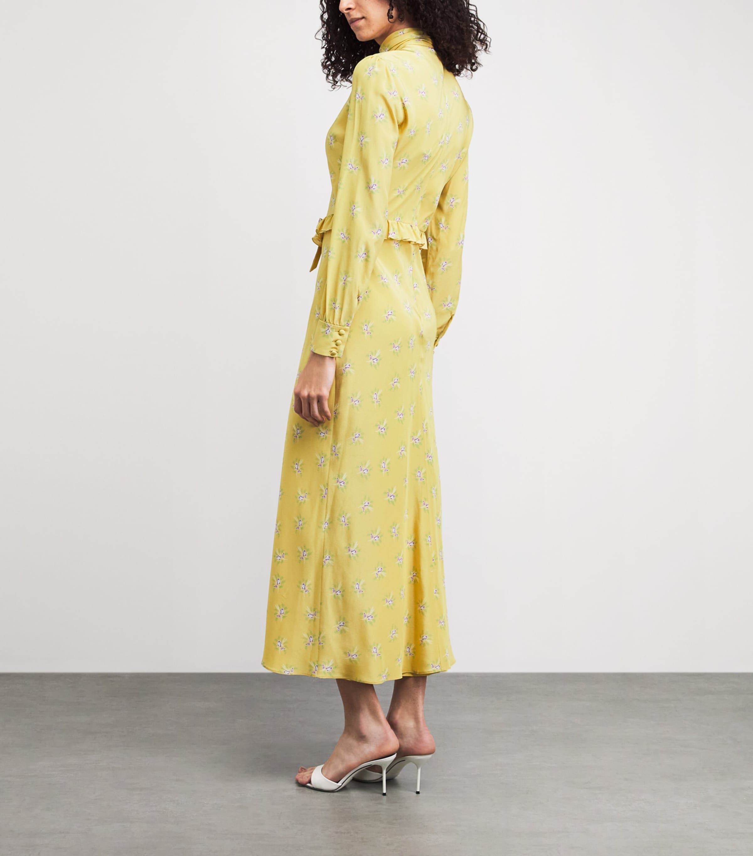 Alessandra Rich Womens Silk Floral Maxi Dress Mustard Image 4