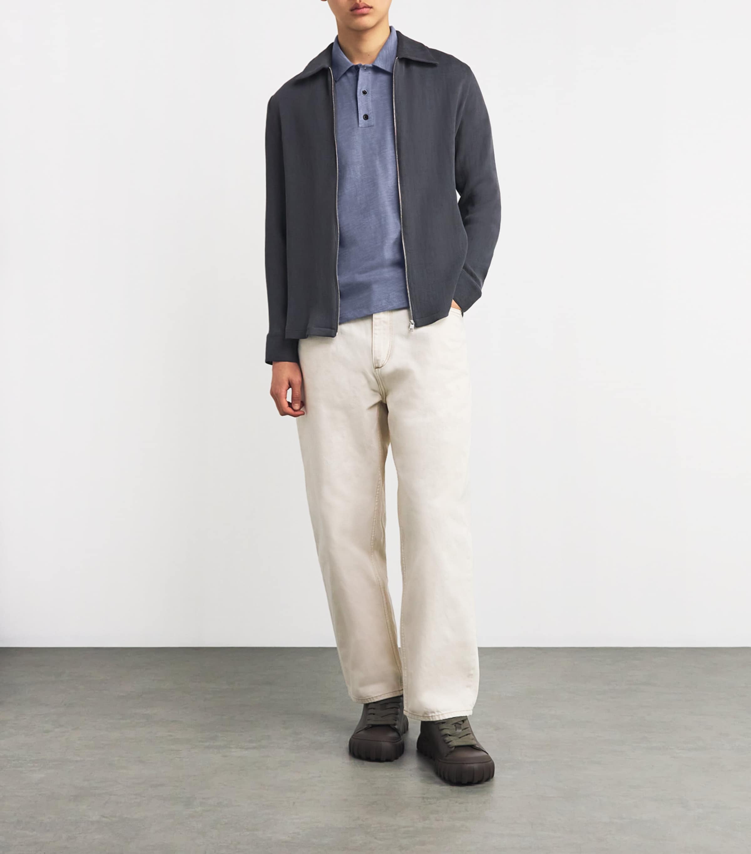 Rag & Bone Mens Cotton Flame Polo Shirt Seagrey Image 2