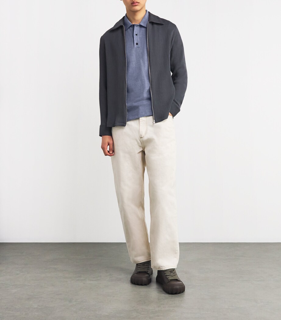 Rag & Bone Mens Cotton Flame Polo Shirt Seagrey Image 2