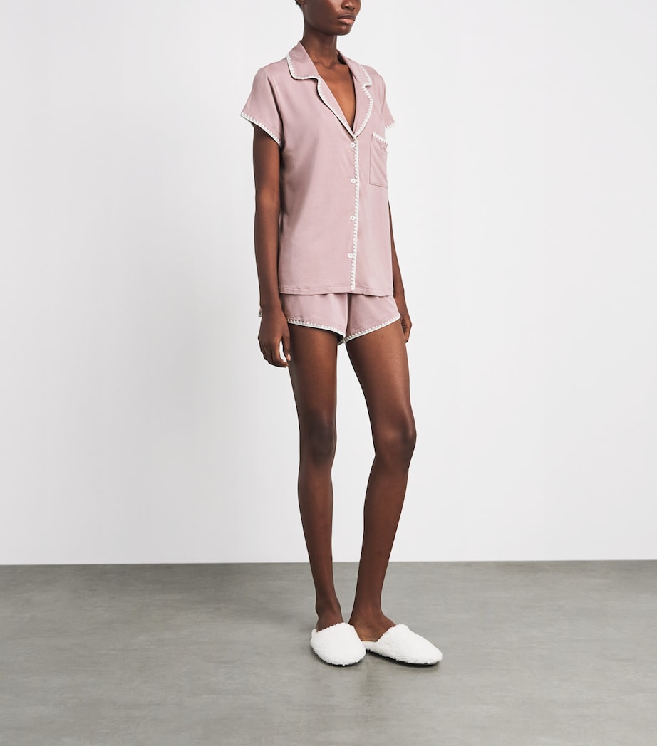 Eberjey Womens Frida Short Pyjama Set Woodrose/ivory Image 2