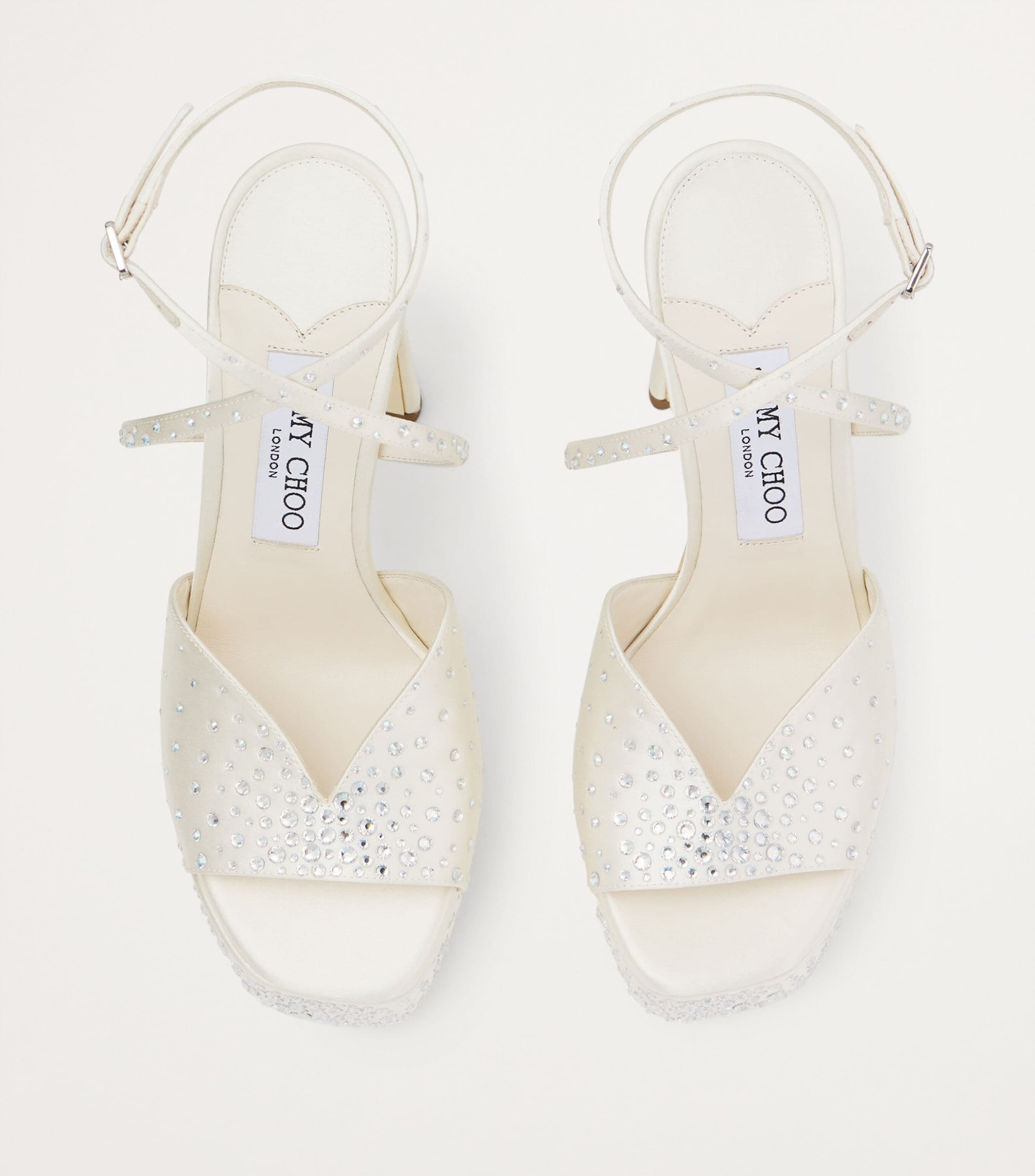 Karli 125 Satin Platform Sandals IVORY/CRYSTAL Image 3