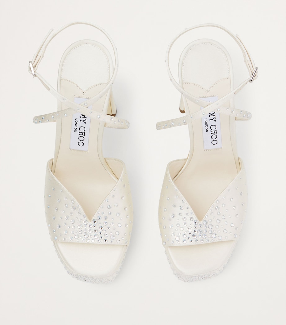 Karli 125 Satin Platform Sandals IVORY/CRYSTAL Image 3
