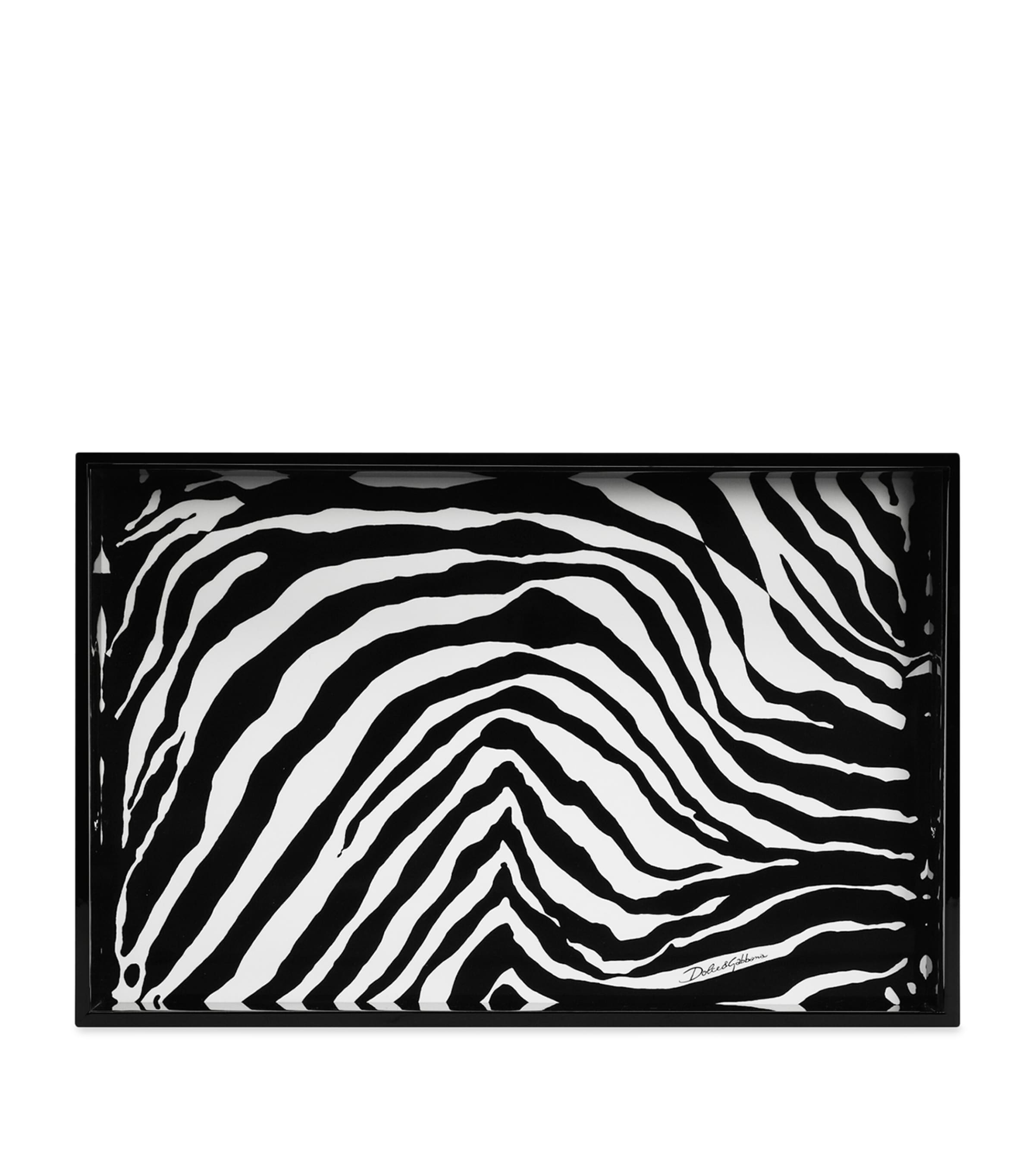 Dolce & Gabbana Wooden Zebra Print Tray