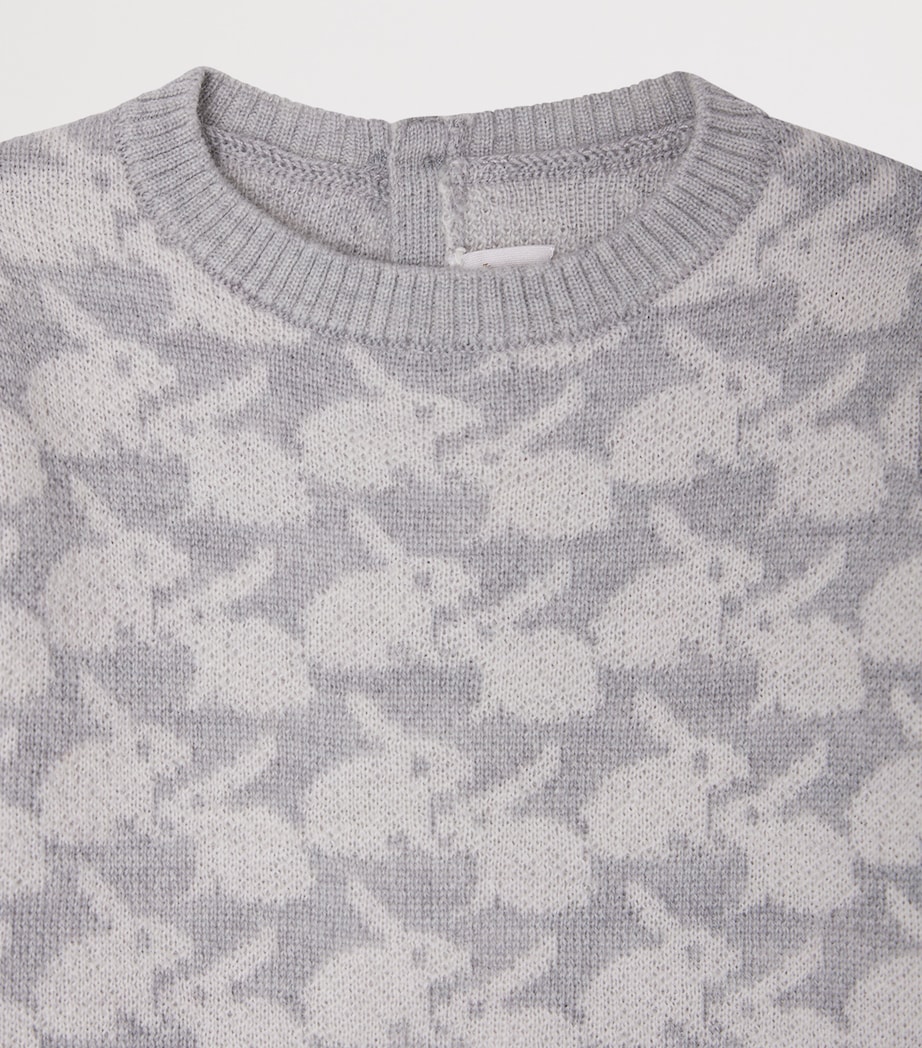 Wool Bunny Print Jumpsuit (1-18 Months) GRIS CLAIR Image 3