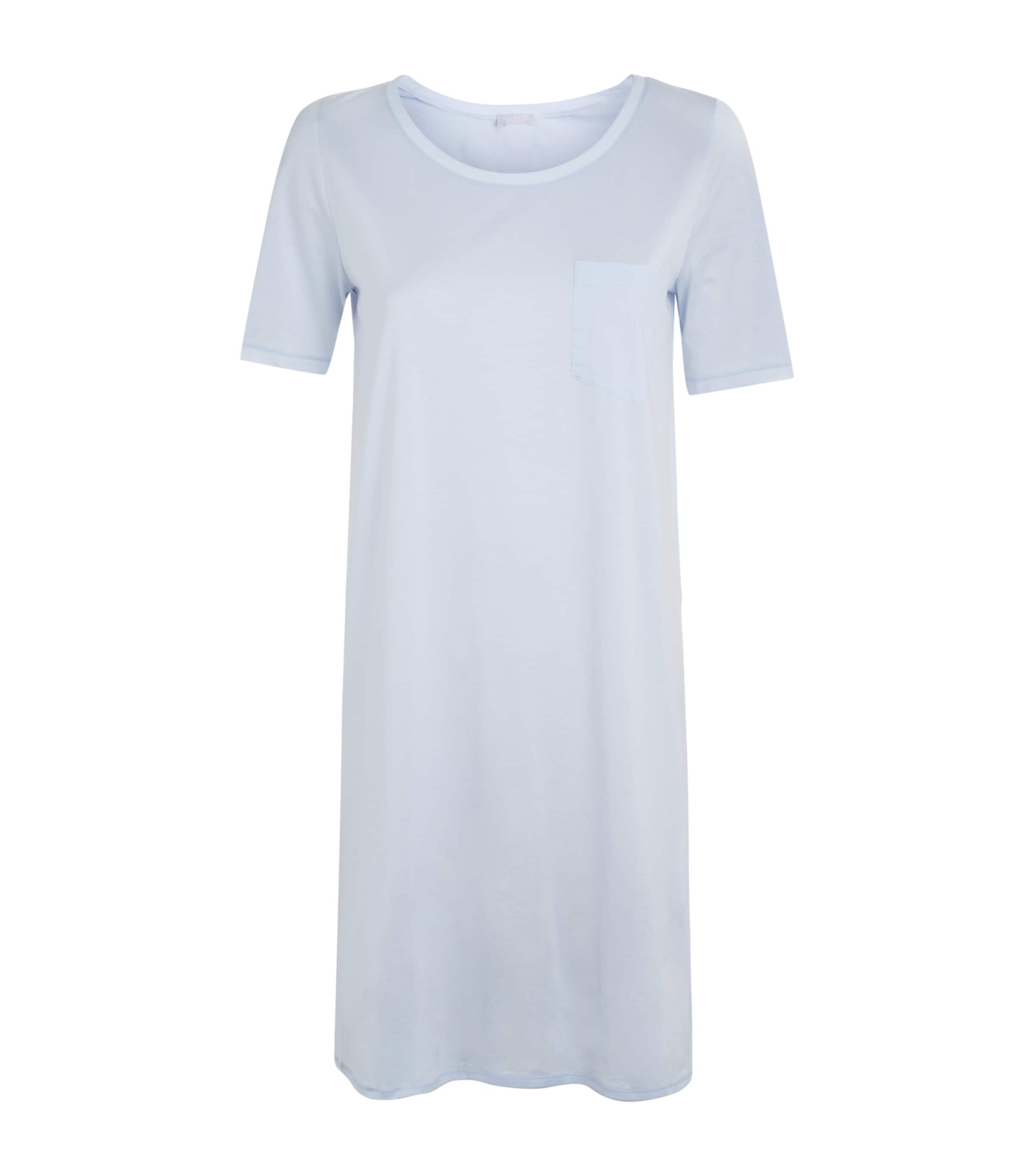 Shop Hanro Cotton Deluxe Short Sleeve Nightdress In Blue