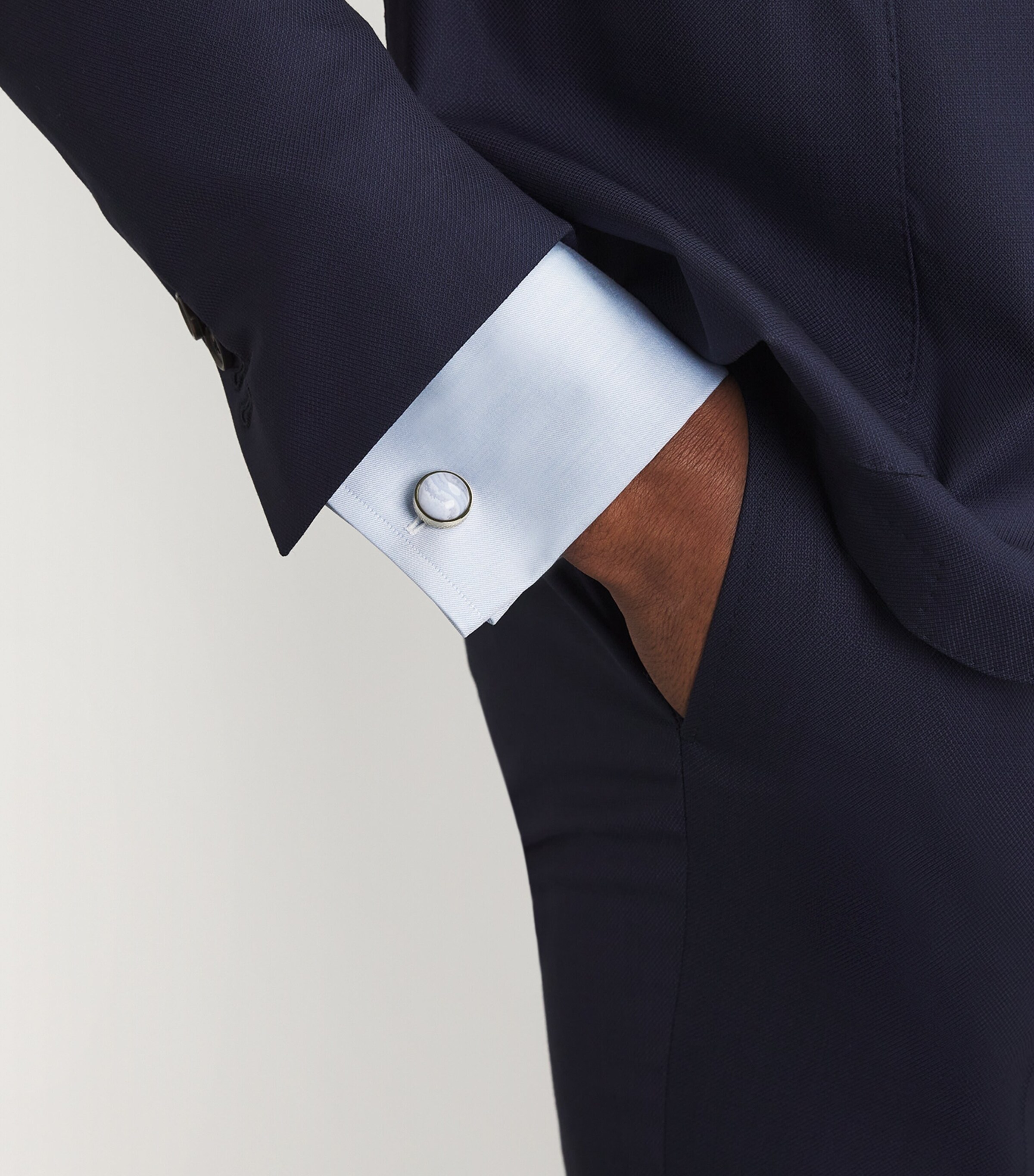 Tateossian Agate Circular Cufflinks Silver Image 2