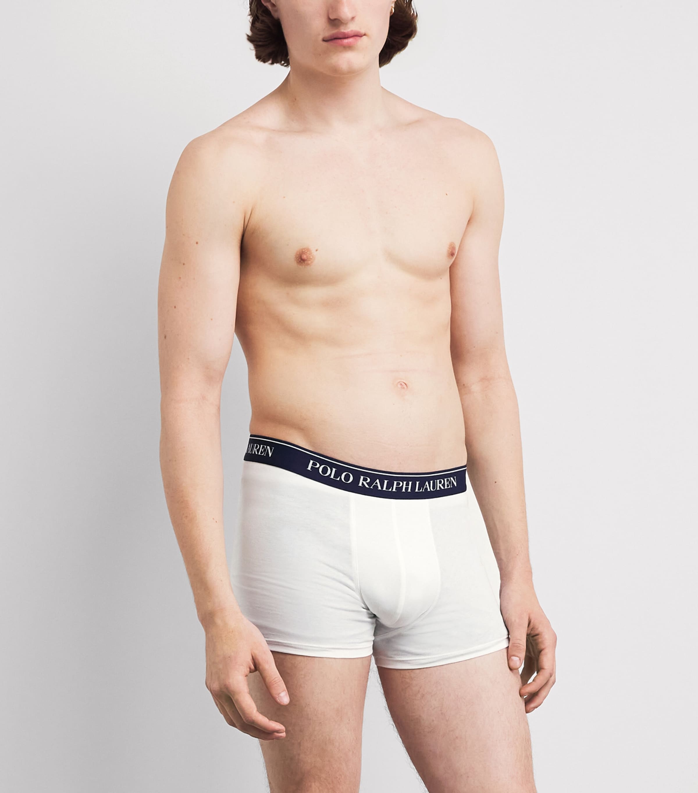 Polo Ralph Lauren Mens Stretch-Cotton Classic Trunks (Pack of 3) Paper Wht/office Blu Image 2