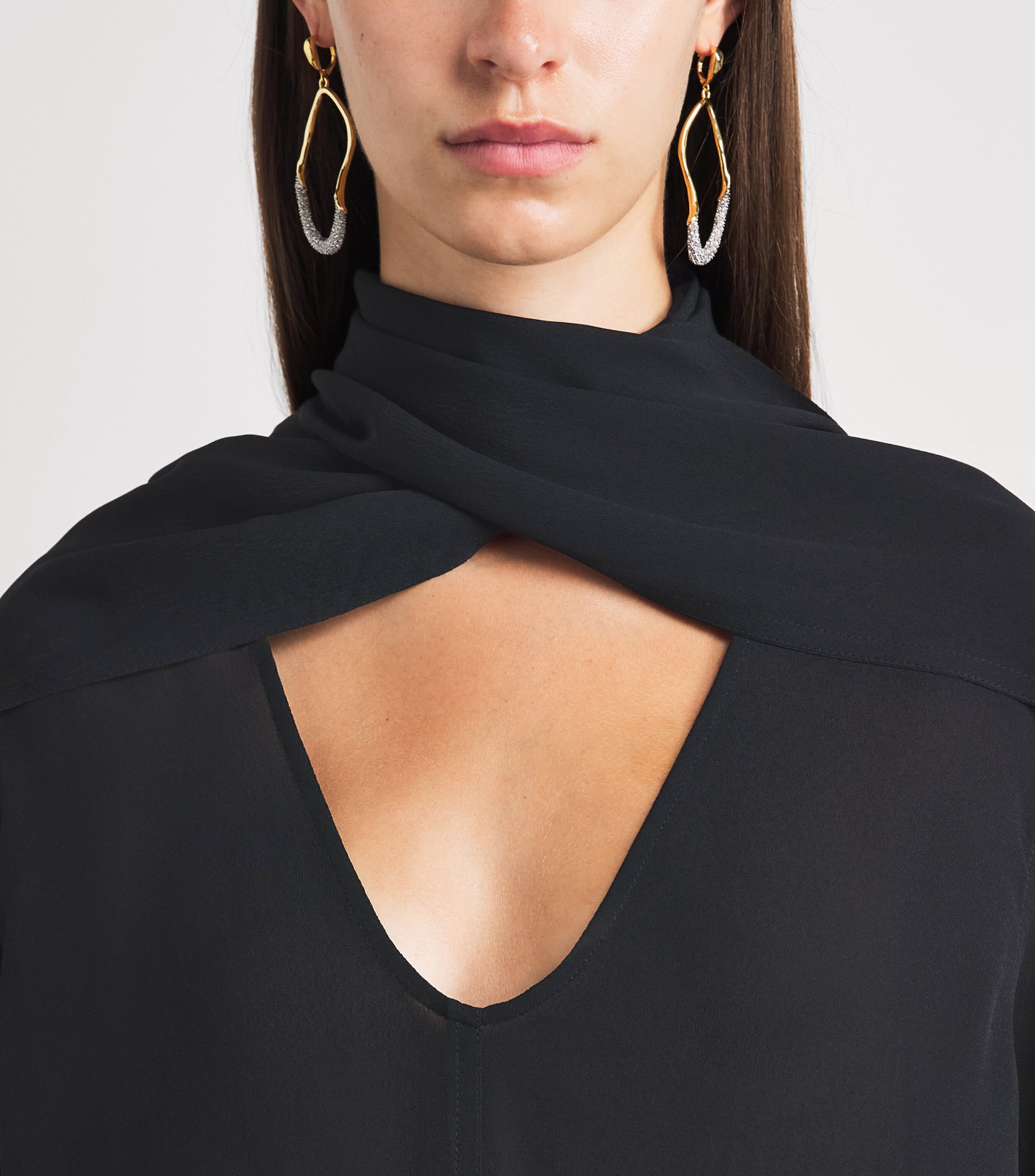 Toteme Womens Scoop-Neck Scarf Maxi Dress Black Image 3