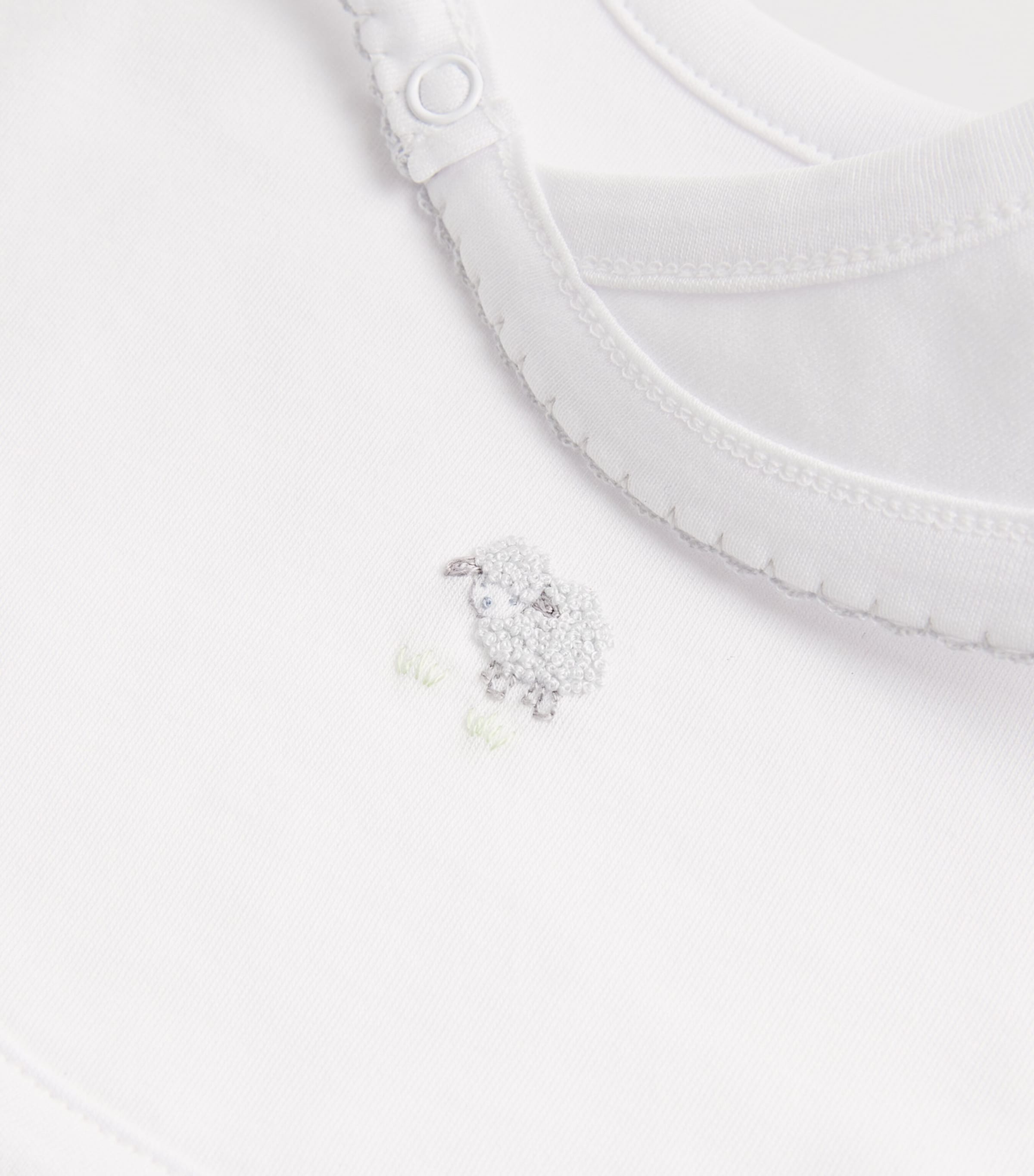 Pima Cotton Sheep Embroidery Bib K193WHITE/SILVER Image 2