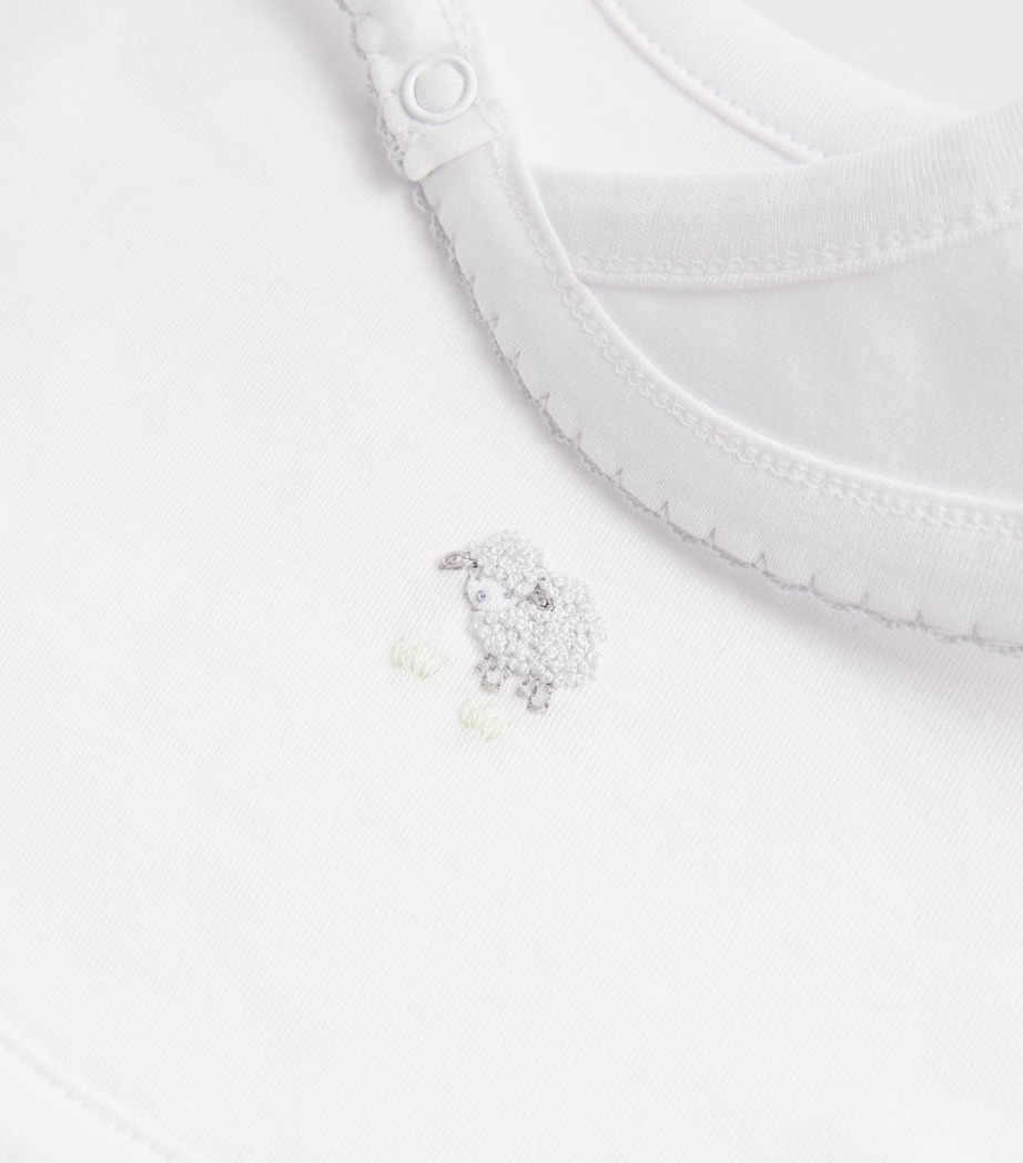 Pima Cotton Sheep Embroidery Bib K193WHITE/SILVER Image 2