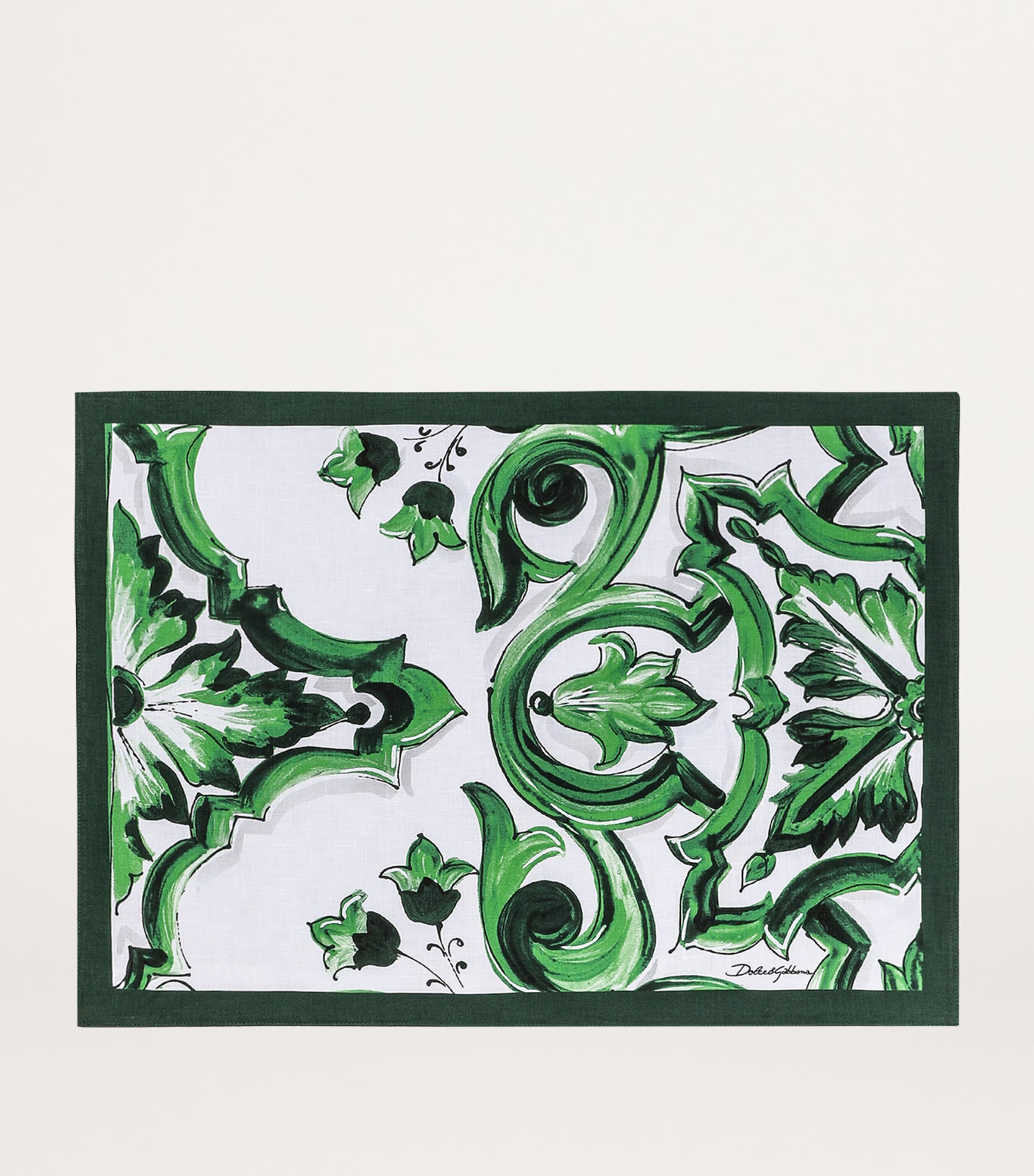 Linen Majolica Placemat and Napkin Set UV011-MAIOLICA VERDE Image 2