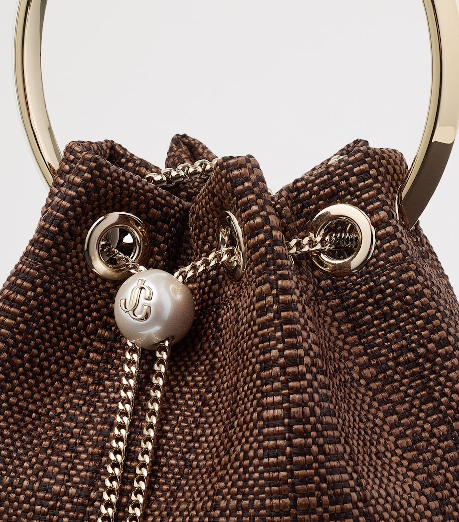 Jimmy Choo Bon Bon Woven Top-Handle Bag Tan/light Gold Image 6