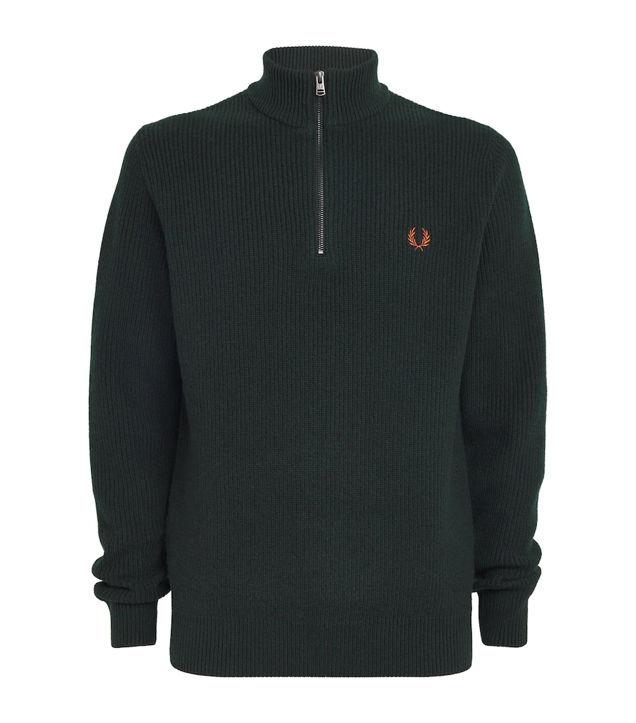 Wool Half-Zip Sweatshirt Q20-NIGHT GREEN Image 1