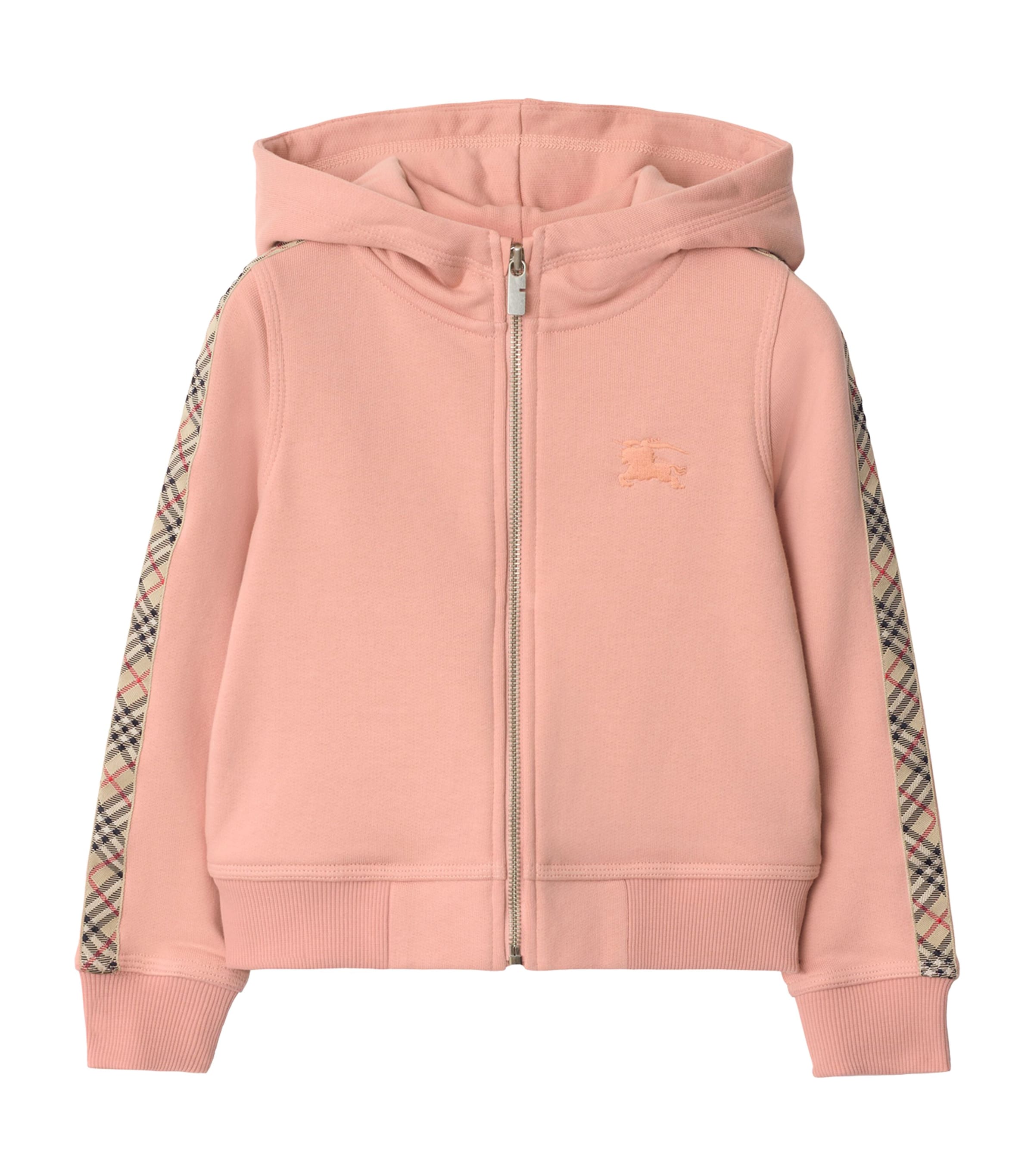 Burberry Kids Pink Cotton Check-Trim Hoodie (3-12 Years) Harrods ME
