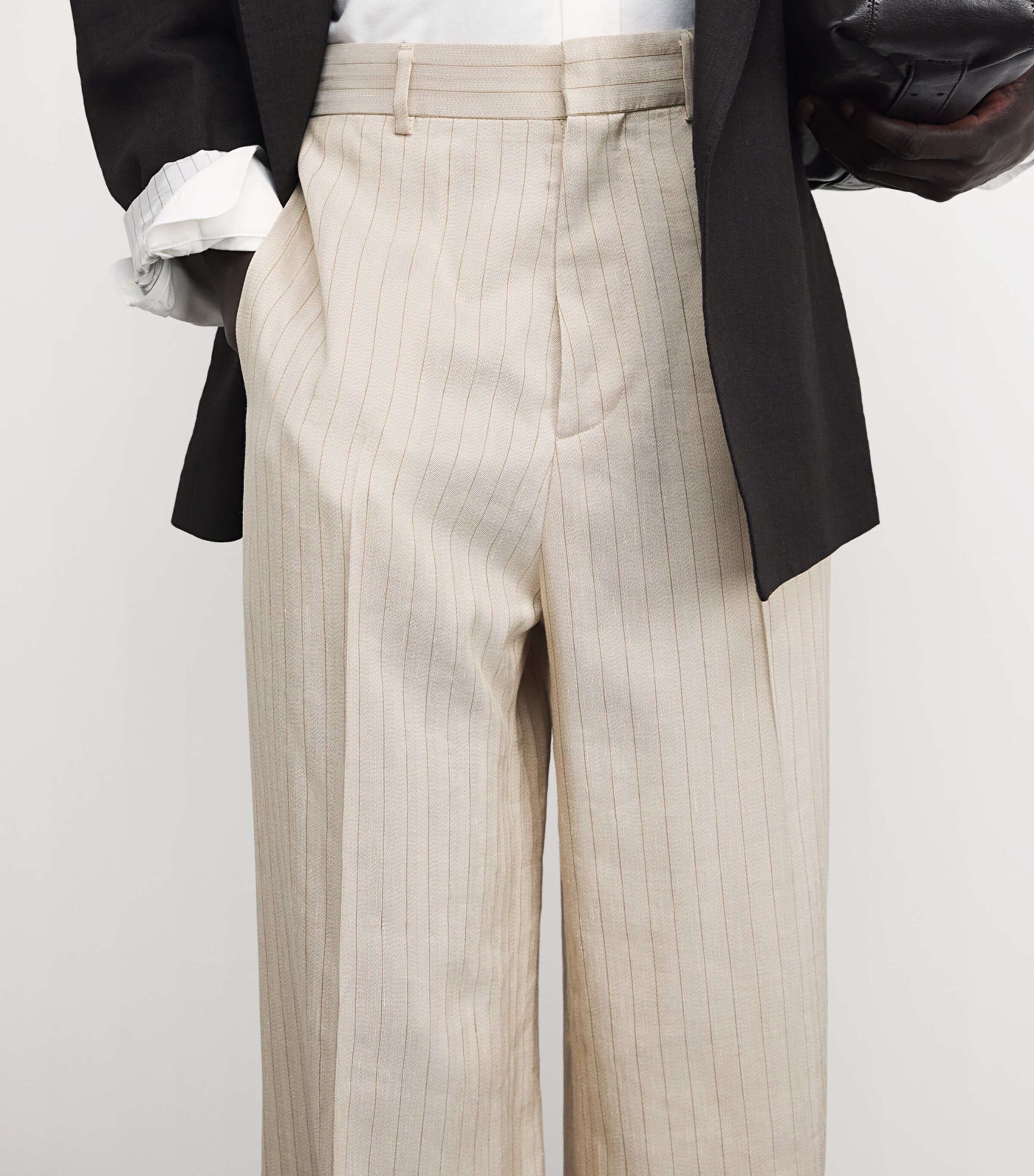 AMIRI Mens Pinstripe Tailored Trousers Alabaster Image 3