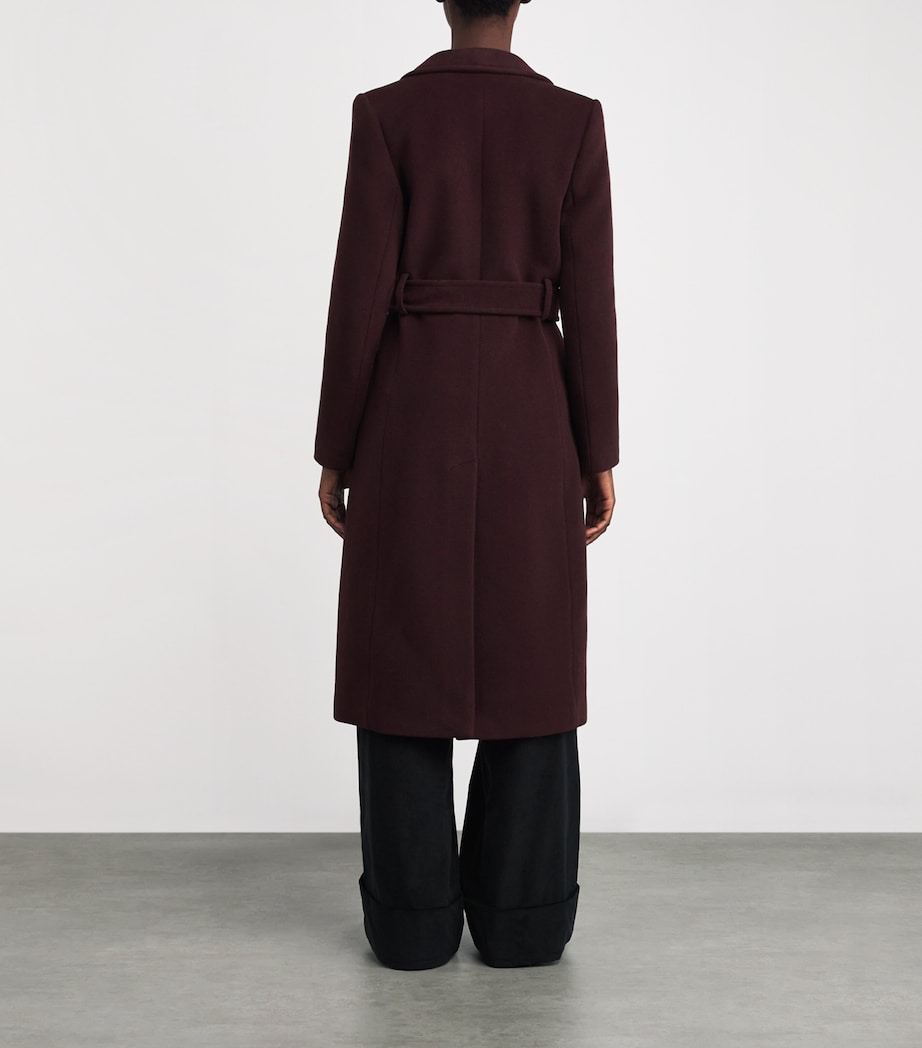 Wool-Cotton Belted Trench Coat BURGUNDY Image 4
