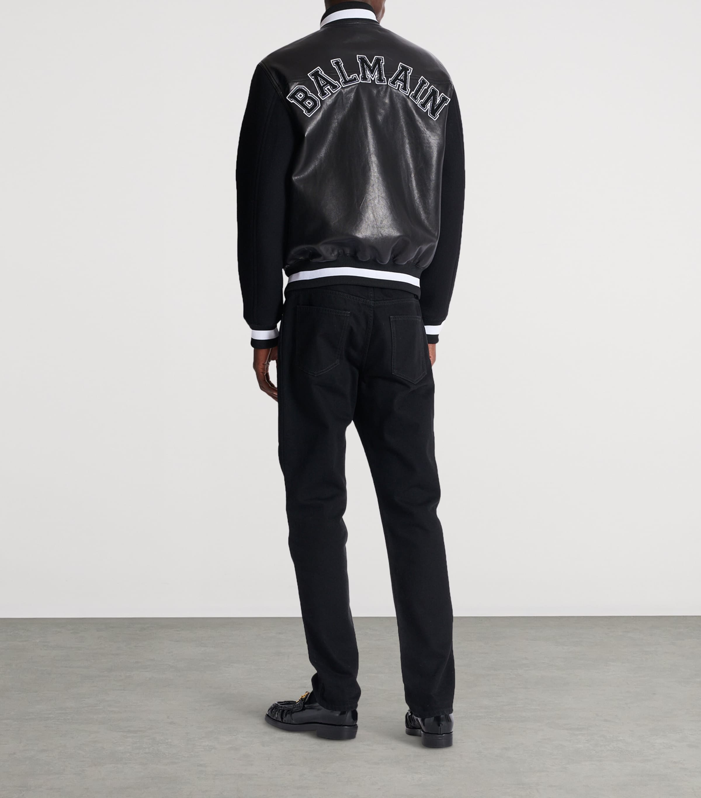 Leather-Wool Bomber Jacket EAP NOIR/NOIR Image 3