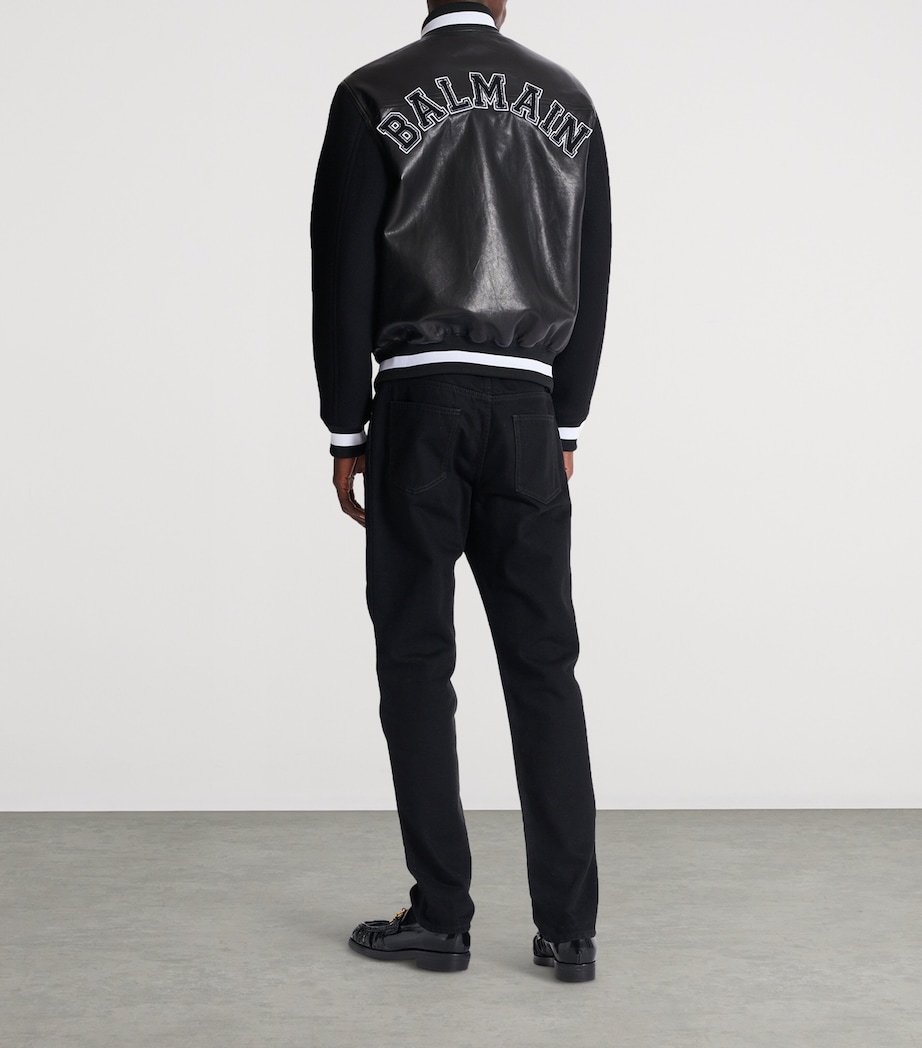 Leather-Wool Bomber Jacket EAP NOIR/NOIR Image 3