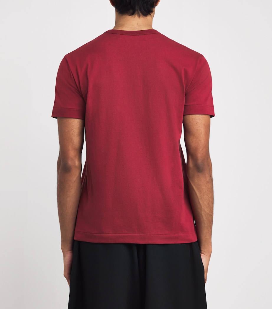 Embroidered Double-Heart T-Shirt 4 - BURGUNDY Image 4