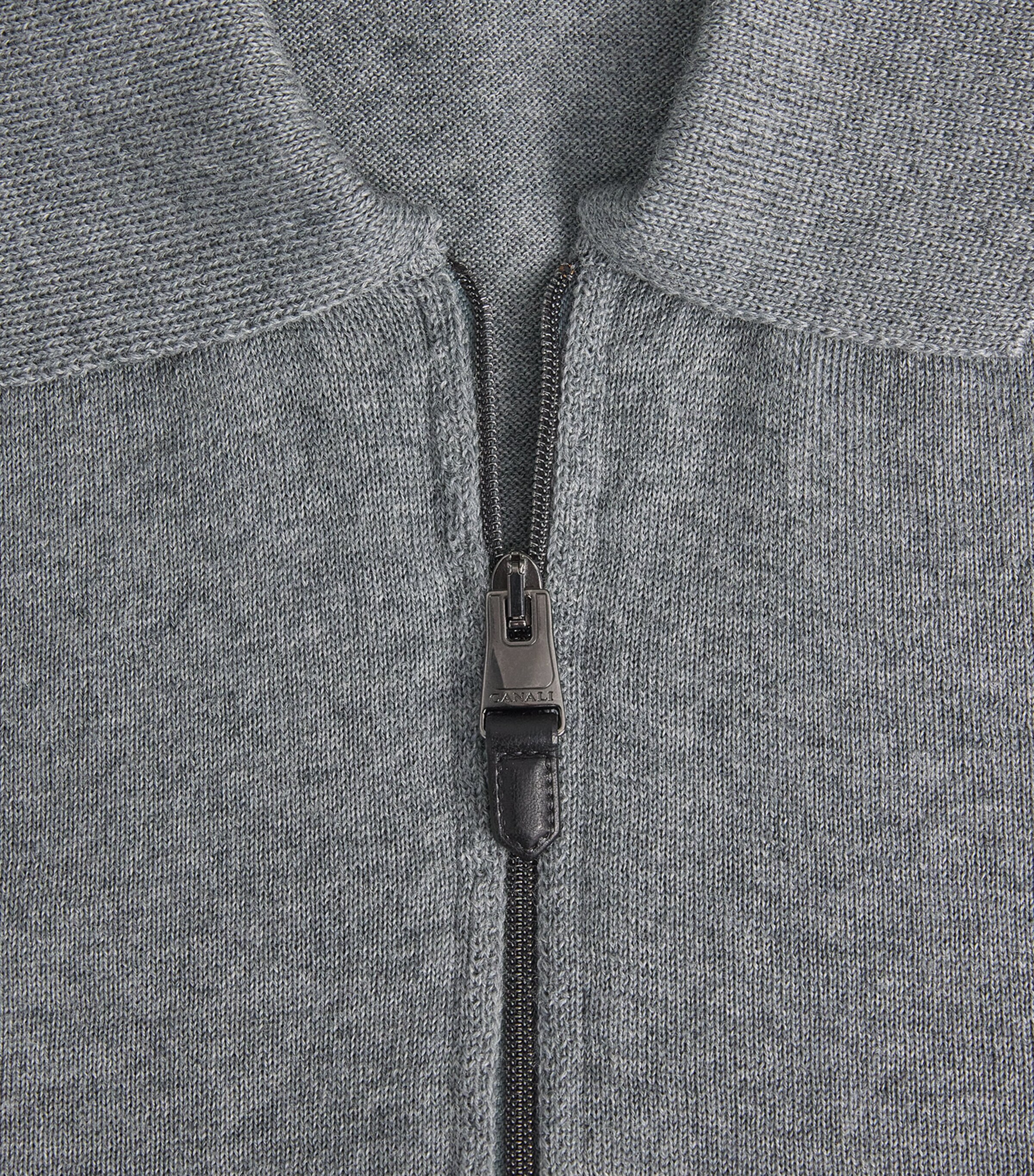 Canali Mens Wool-Blend Zip-Up Polo Shirt Image 5