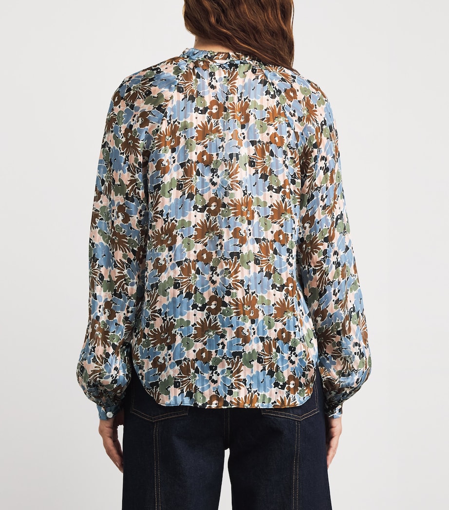 Silk Floral Linds Blouse M0211 LAKE MIST MULT Image 4