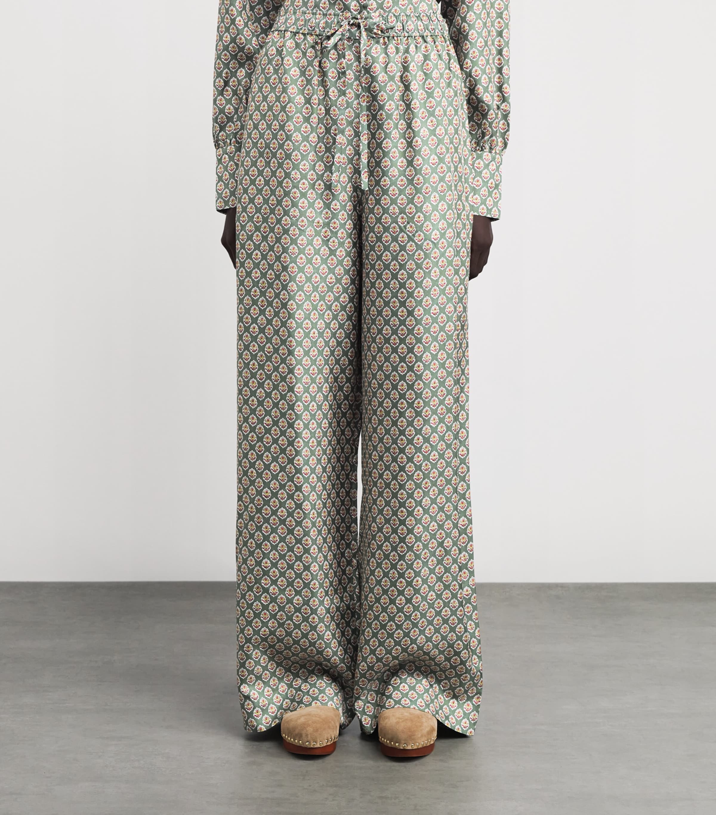 Silk Floral Wide-Leg Trousers 2014 WD BLK SPK FLWR Image 3