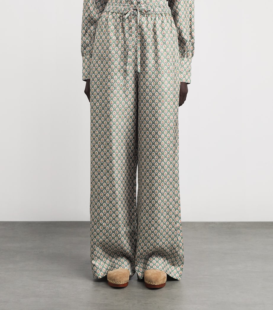 Silk Floral Wide-Leg Trousers 2014 WD BLK SPK FLWR Image 3