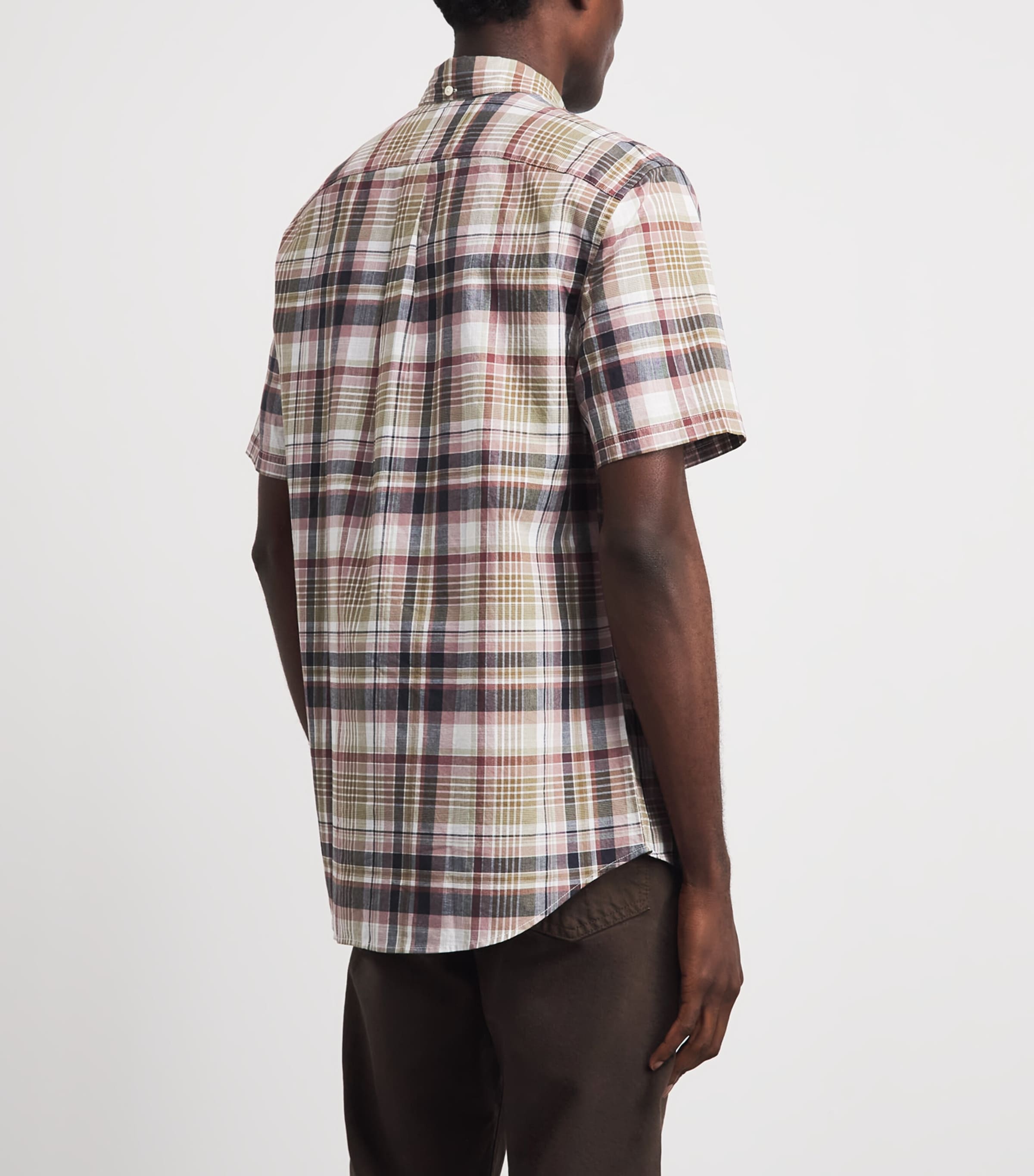 Barbour Mens Cotton Baycliff Check Shirt Burnt Pepper Image 5