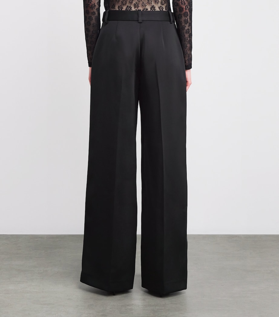 Satin High-Rise Straight Trousers BLACK Image 4