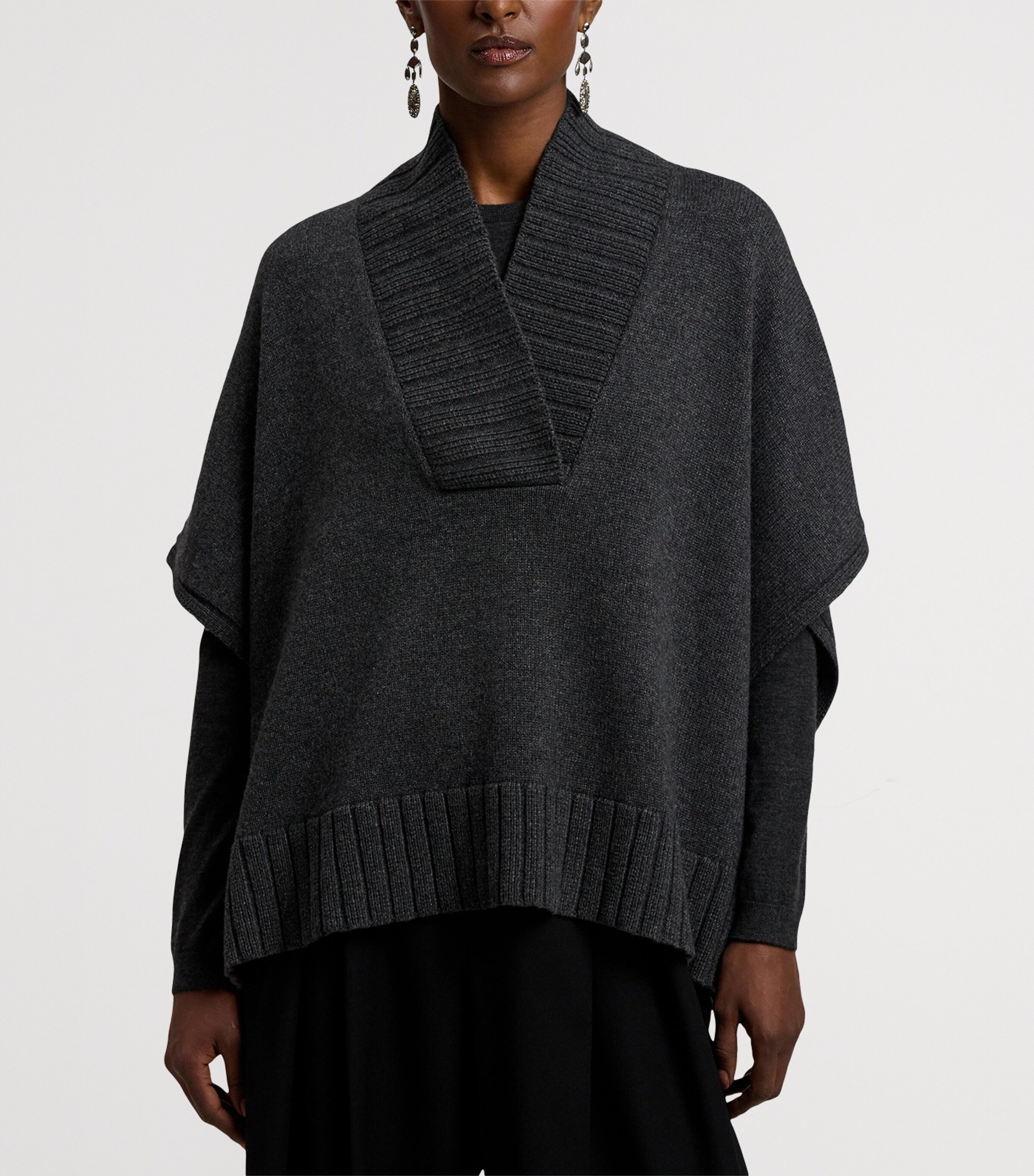 Cashmere-Blend V-Neck Sweater MEDIUM GREY MELANGE Image 6