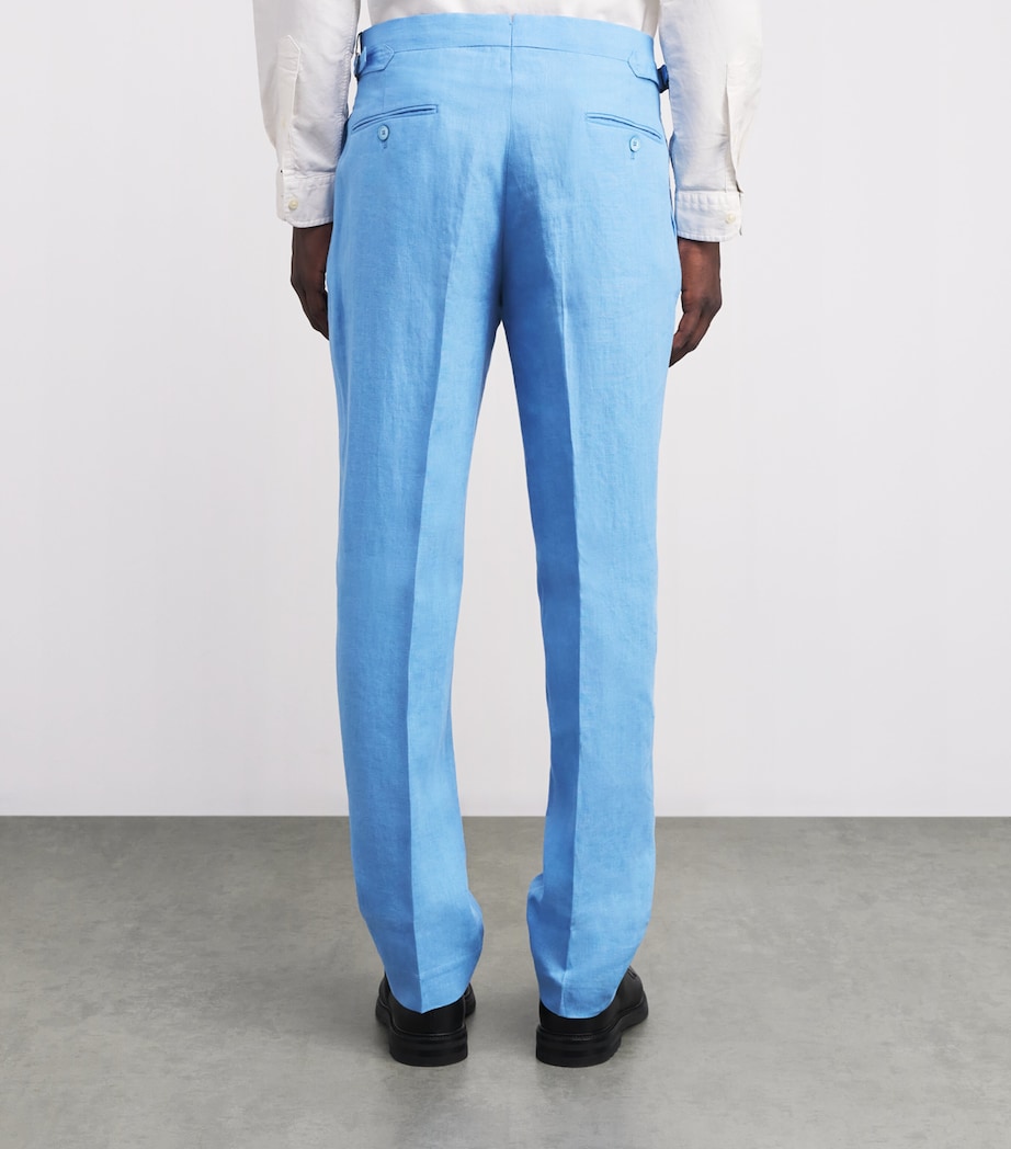 Linen Pleated Suit Trousers SKY BLUE Image 4
