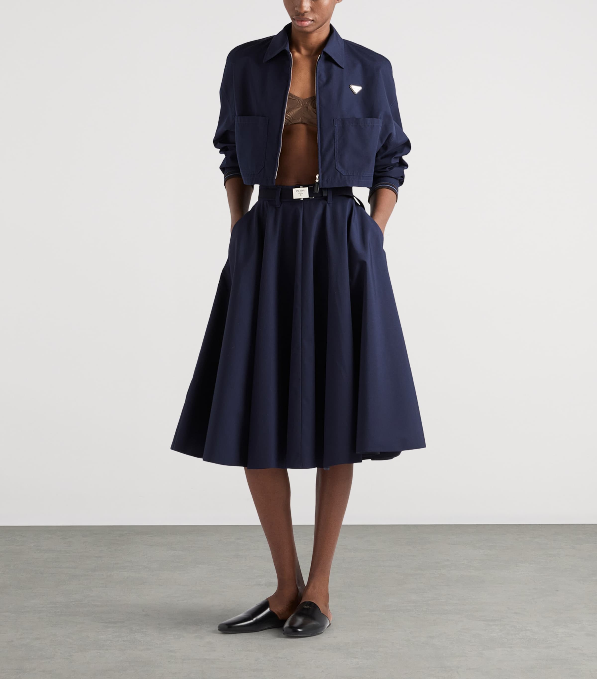 Prada Womens Triangle Shirt Jacket Blue Image 2