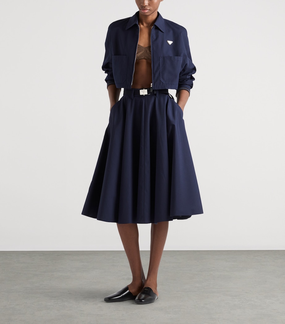 Prada Womens Triangle Shirt Jacket Blue Image 2