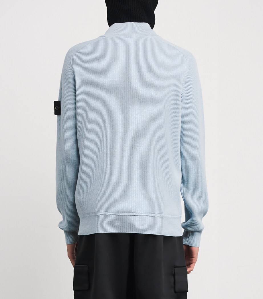Cotton Half-Zip Rib-Knit Sweatshirt V0041 Image 4