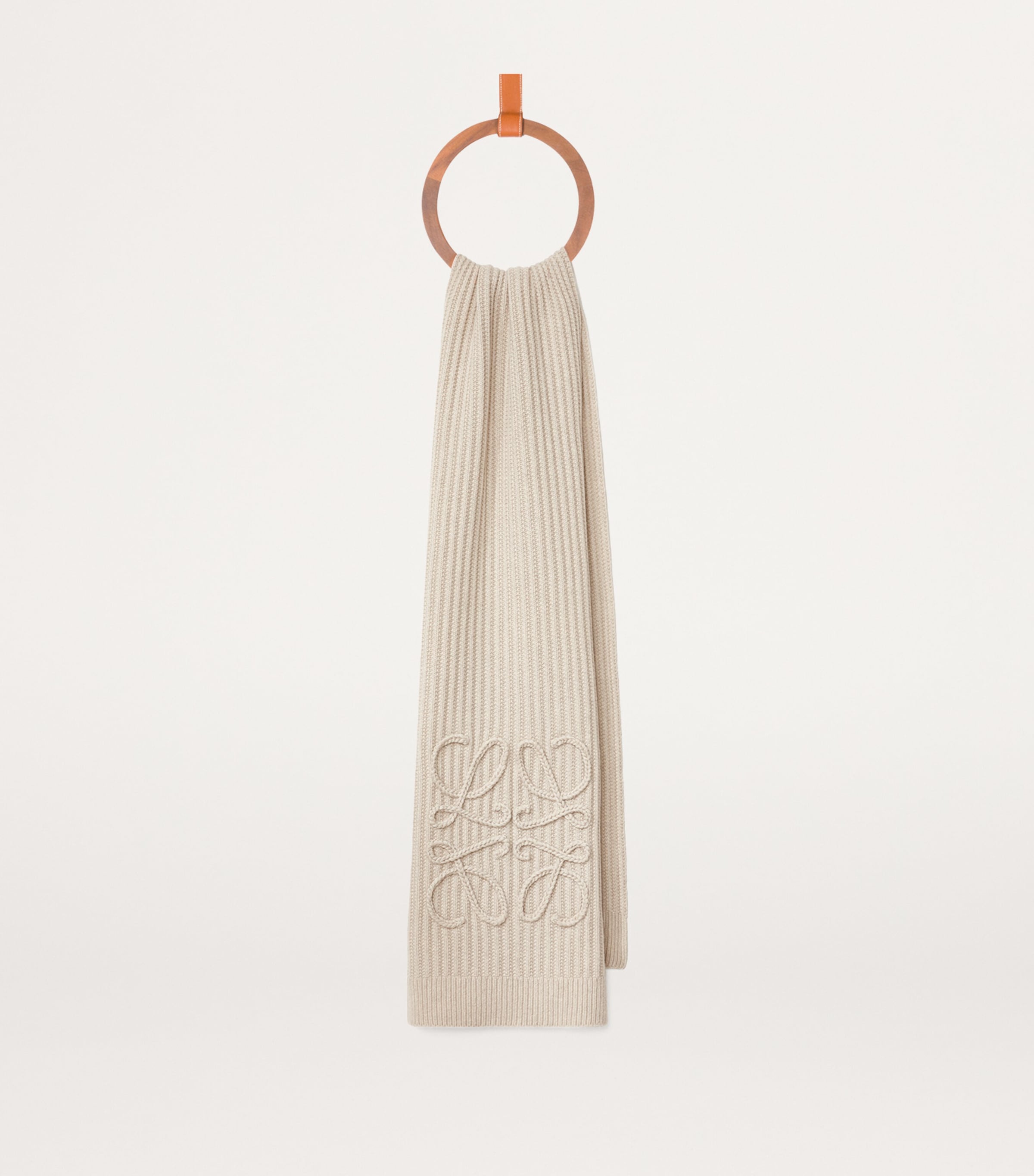 Wool Anagram Scarf LIGHT BEIGE Image 2