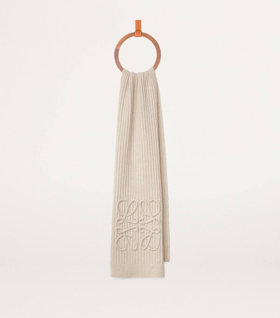 Wool Anagram Scarf LIGHT BEIGE Image 2