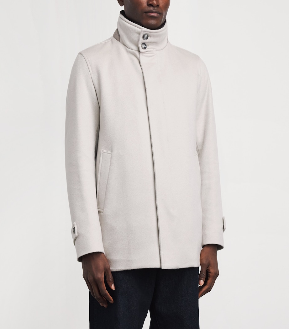 Herno Mens Cashmere Padded Overcoat Chantilly Image 4