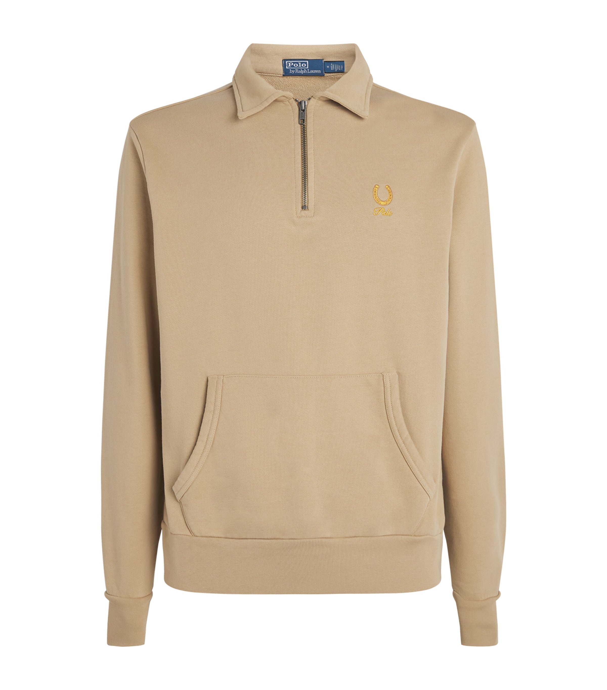 Polo Ralph Lauren Mens Cotton Polo Quarter-Zip Sweater Khaki Image 1