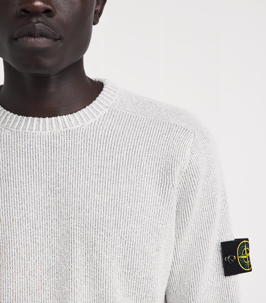 Stone Island Mens Cotton-Blend Rib Bouclé Sweater Image 3