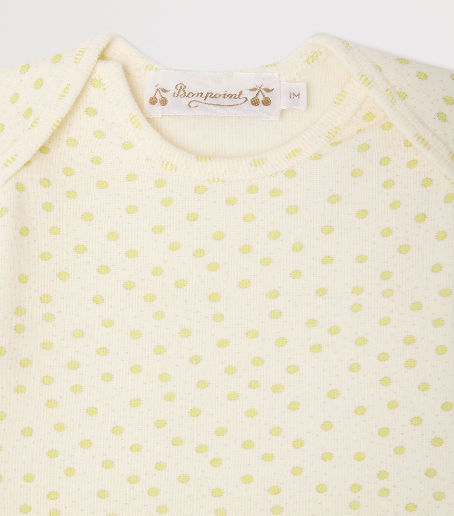 Bonpoint Cotton Polka Dot Top and Trousers Set (1-18 Months) Po Anis Image 3